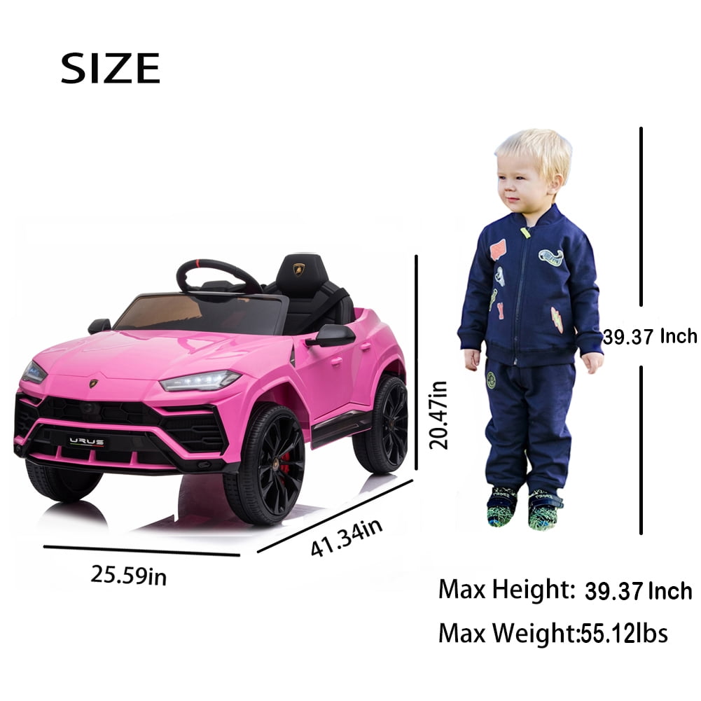 Lamborghini Urus 12V Electric Powered Ride on Car Toys for Girls Boys, Black Kids Electric Vehicles Ride on Toys with Remote Control, Foot Pedal, MP3 Player and LED Headlights, CL61