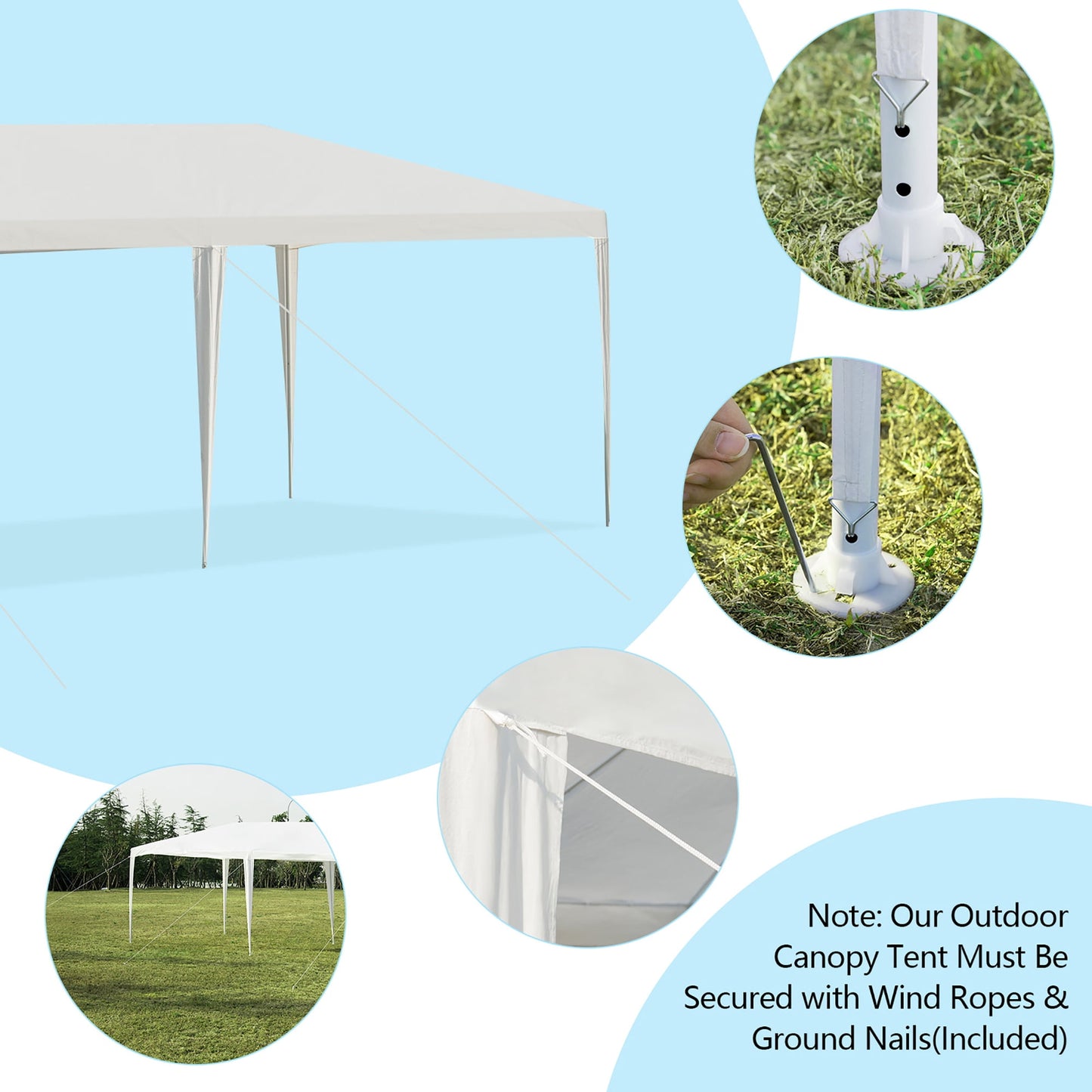 Costway 10'x20' Outdoor Party Wedding Tent Heavy Duty Canopy Pavilion
