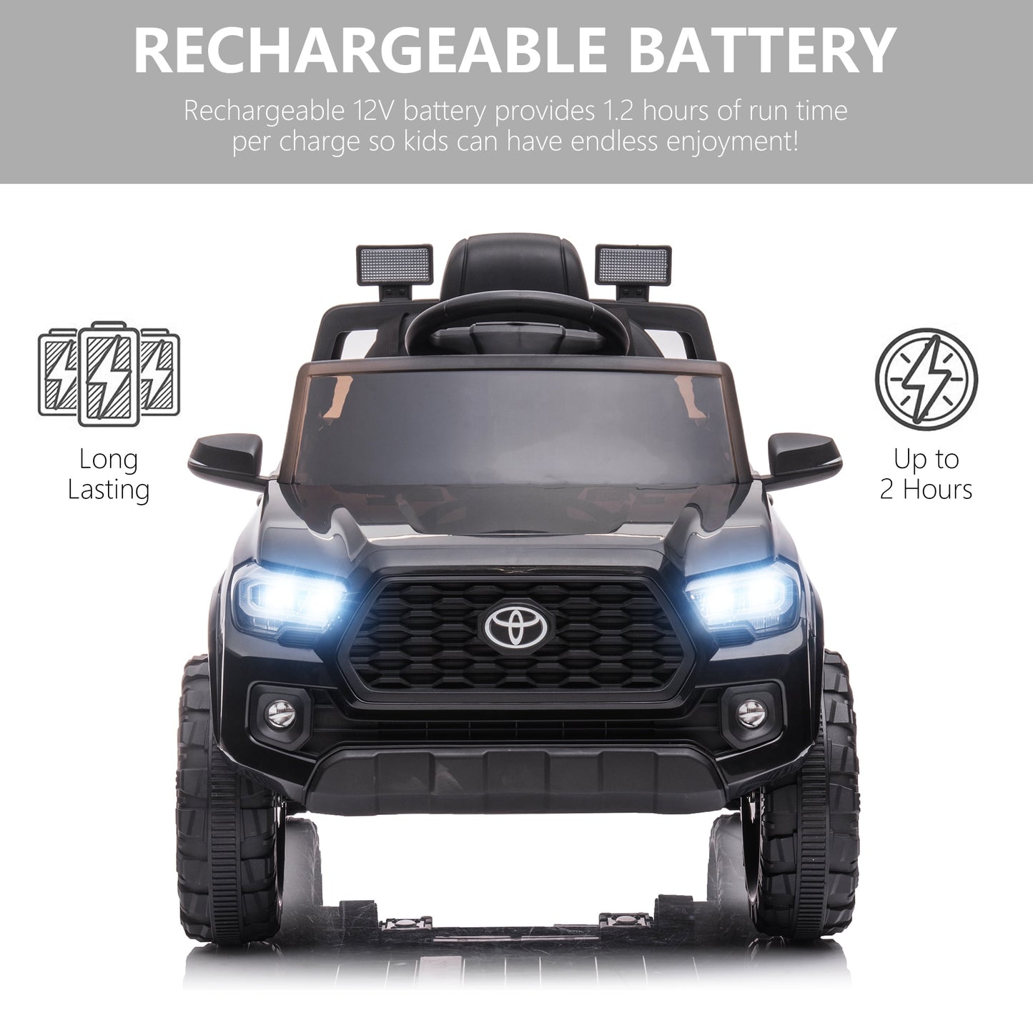 Licensed Toyota Tacoma Electric Ride on Vehicle for Kids, 12V Powered Ride on Car Toys with Remote Control, LED Lights, MP3 Player, Green