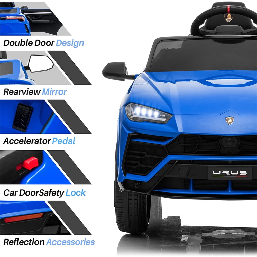 Lamborghini Urus 12V Electric Powered Ride on Car Toys for Girls Boys, Black Kids Electric Vehicles Ride on Toys with Remote Control, Foot Pedal, MP3 Player and LED Headlights, CL61