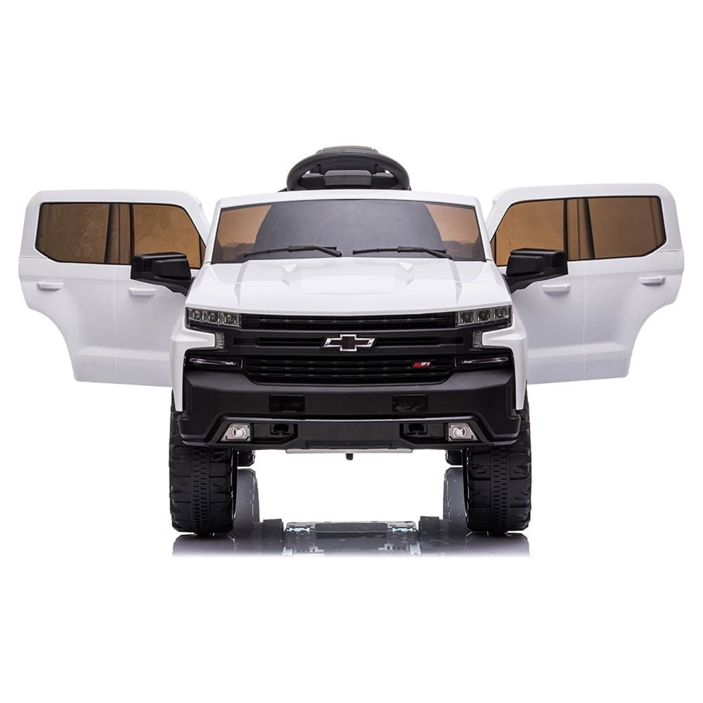 Chevrolet Silverado 12V Ride on Truck, Black Ride on Toys with Remote Control, Battery Powered Ride on Cars for Boys, Electric Cars for Kids to Ride, LED Lights, MP3 Music, Foot Pedal, CL220