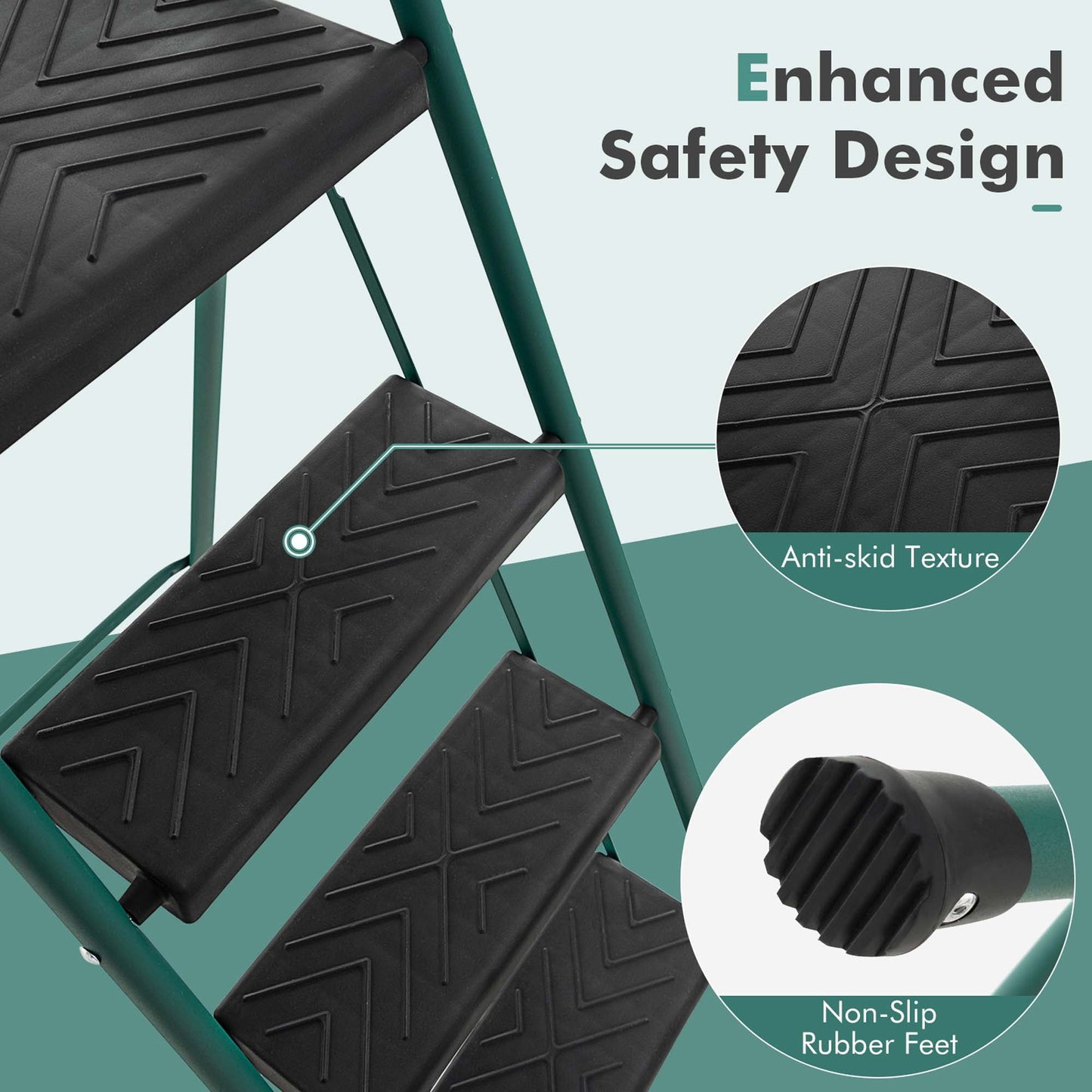 Costway 4 Step Ladder Folding Portable Anti-Slip Steel Step Stool 330lbs with Tool Platform