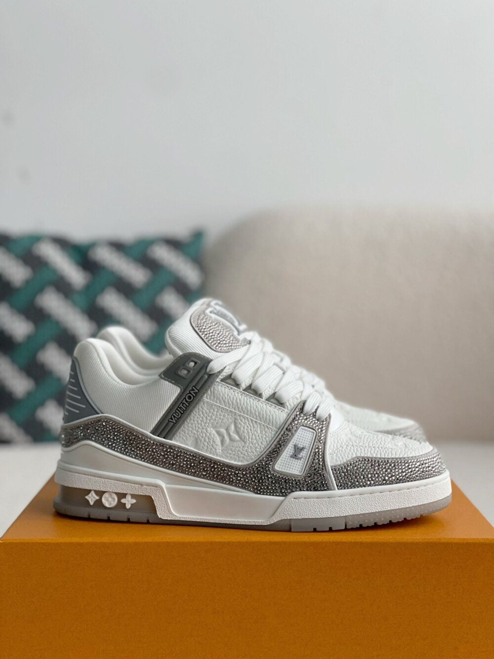Louis Vuitton LV Trainer Sneaker ®Denim Monogram Grey Diamond