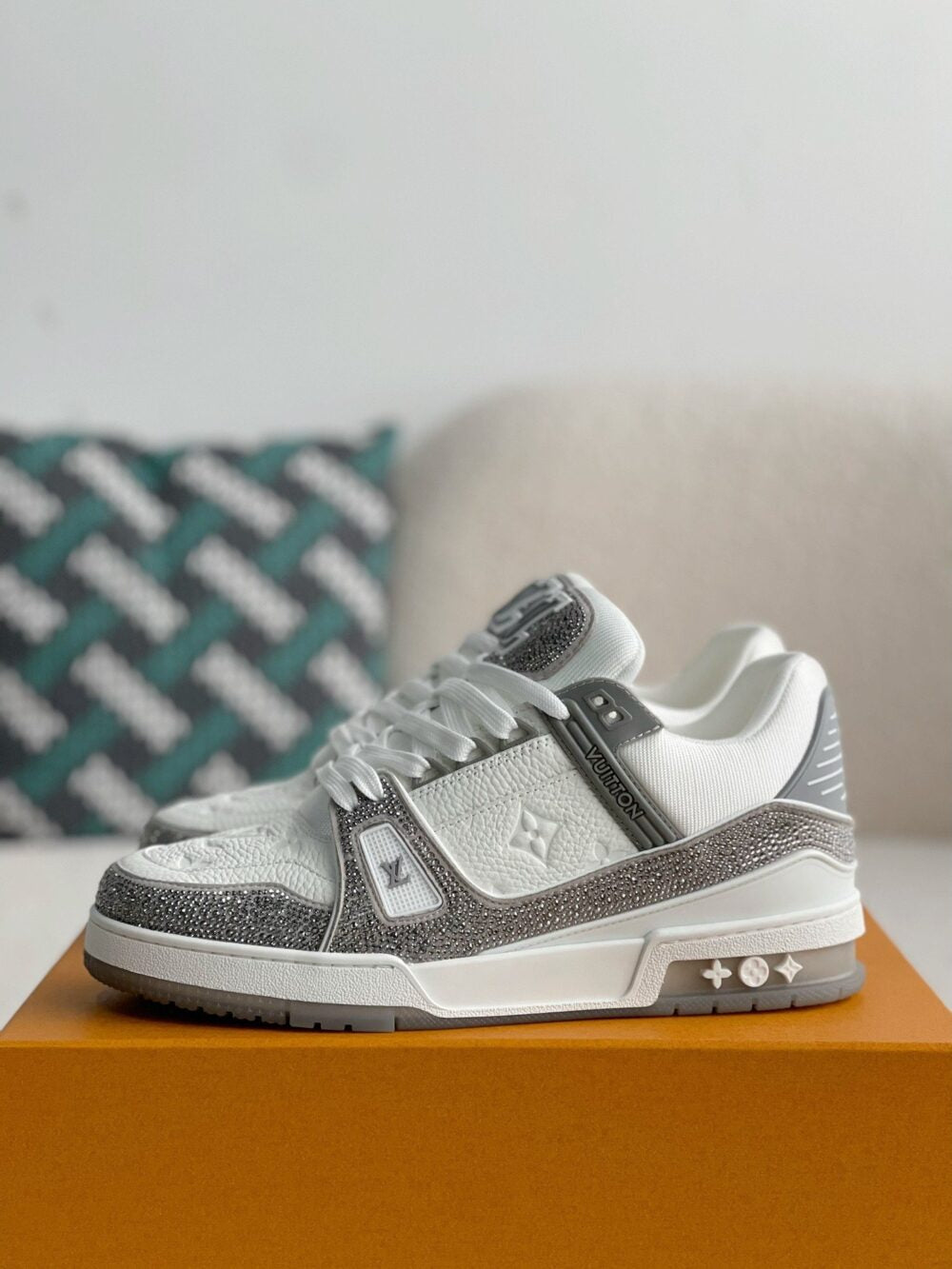 Louis Vuitton LV Trainer Sneaker ®Denim Monogram Grey Diamond