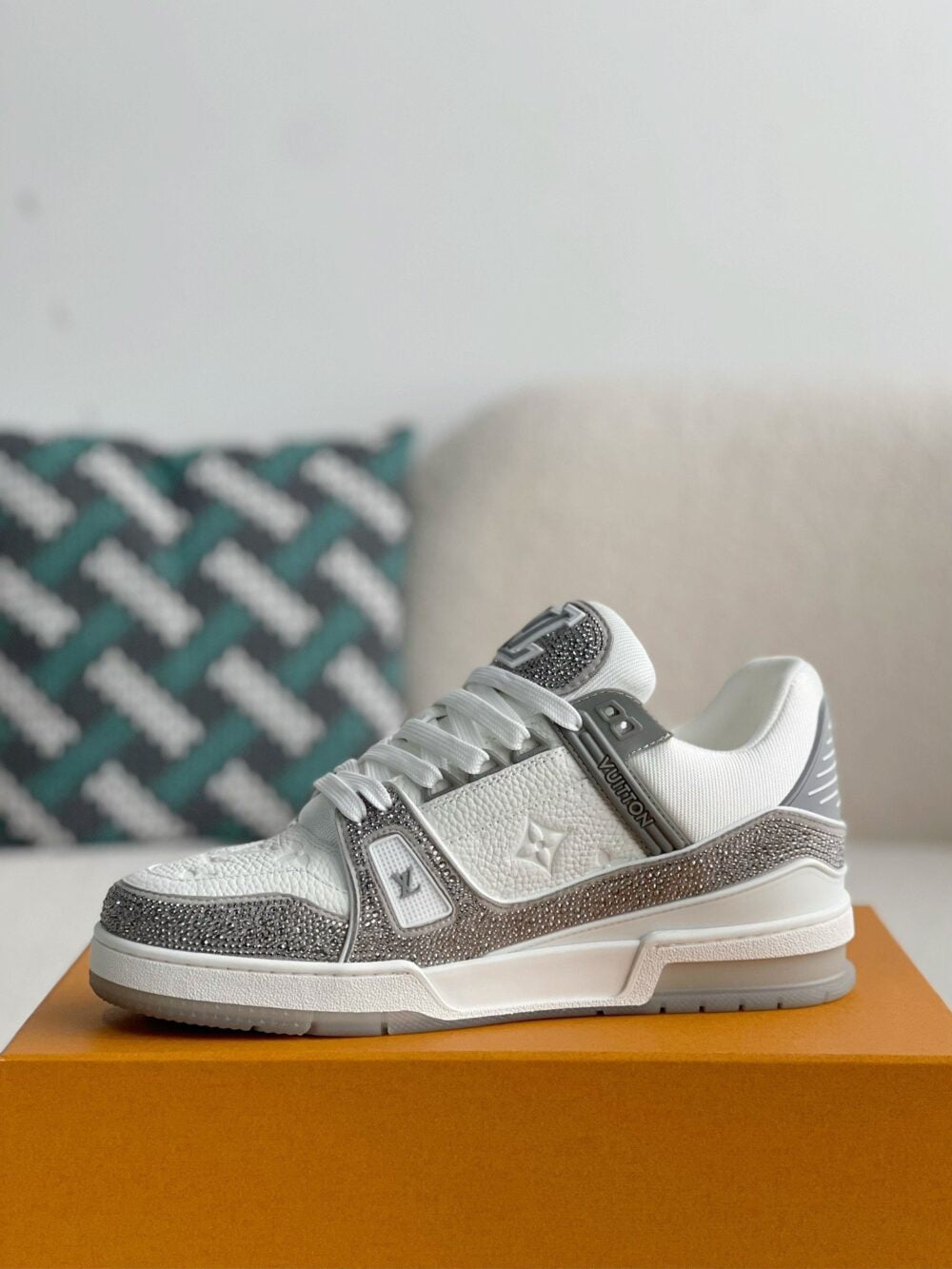 Louis Vuitton LV Trainer Sneaker ®Denim Monogram Grey Diamond