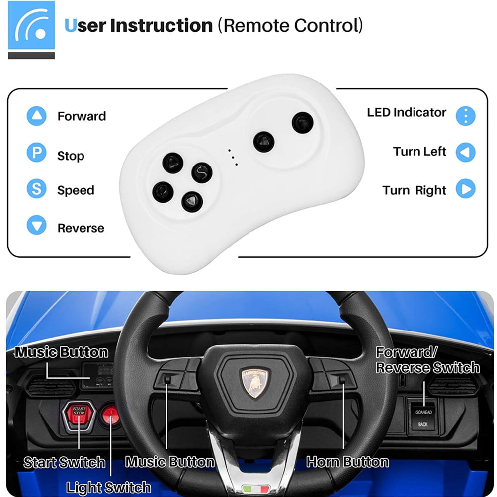 Lamborghini Urus 12V Electric Powered Ride on Car Toys for Girls Boys, Black Kids Electric Vehicles Ride on Toys with Remote Control, Foot Pedal, MP3 Player and LED Headlights, CL61