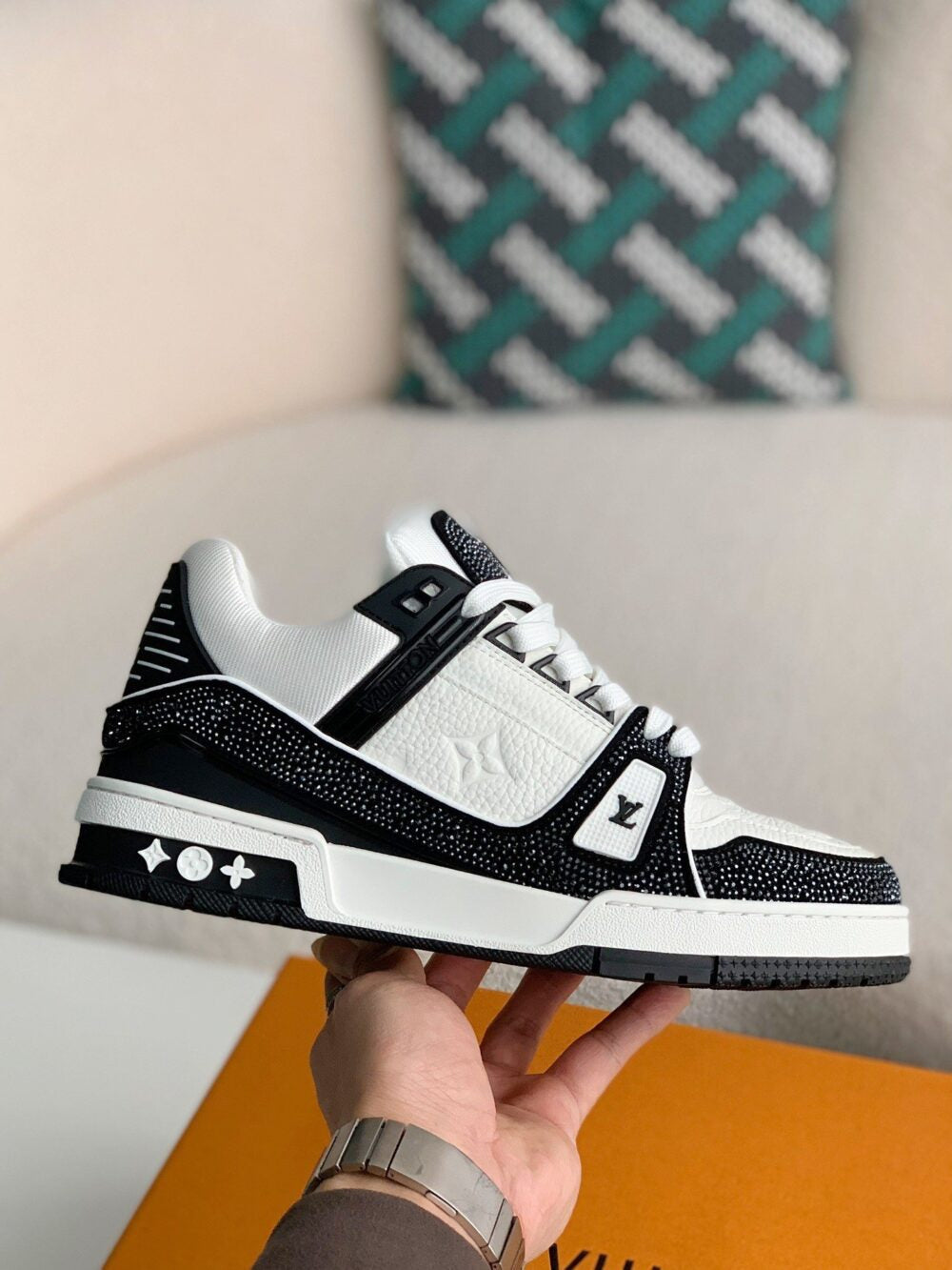 Louis Vuitton LV Trainer Sneaker ®Denim Monogram Black Diamond
