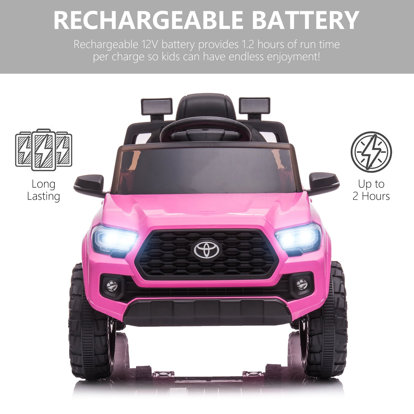 Licensed Toyota Tacoma Electric Ride on Vehicle for Kids, 12V Powered Ride on Car Toys with Remote Control, LED Lights, MP3 Player, Green