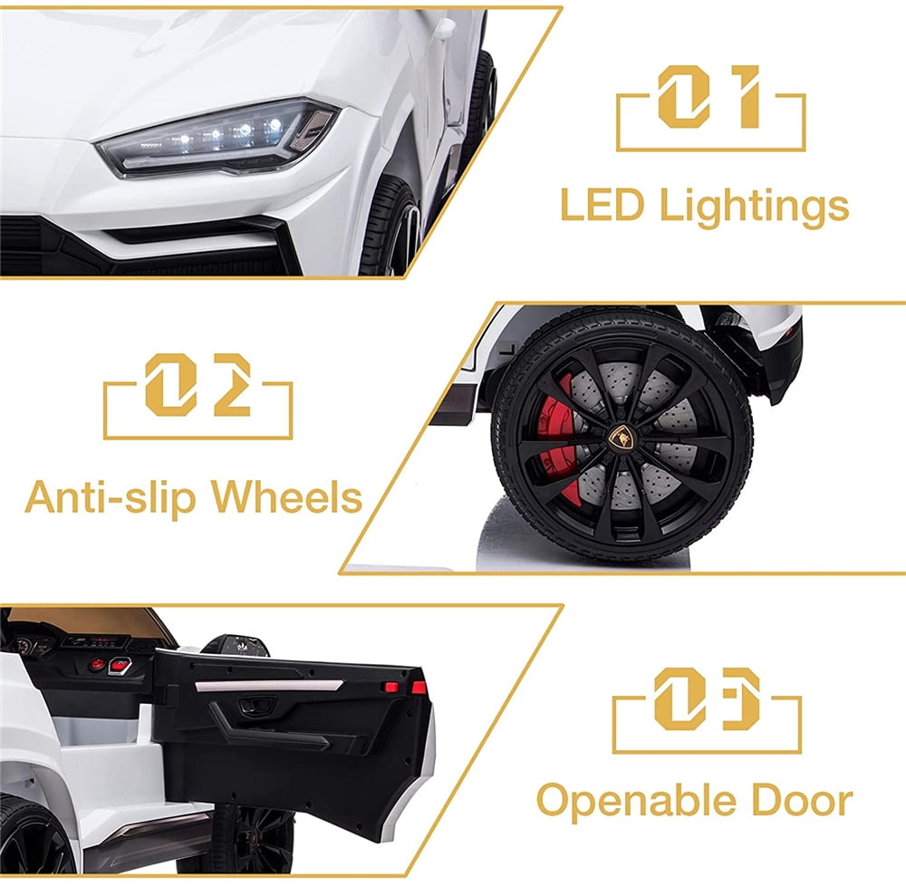 Lamborghini Urus 12V Electric Powered Ride on Car Toys for Girls Boys, Black Kids Electric Vehicles Ride on Toys with Remote Control, Foot Pedal, MP3 Player and LED Headlights, CL61