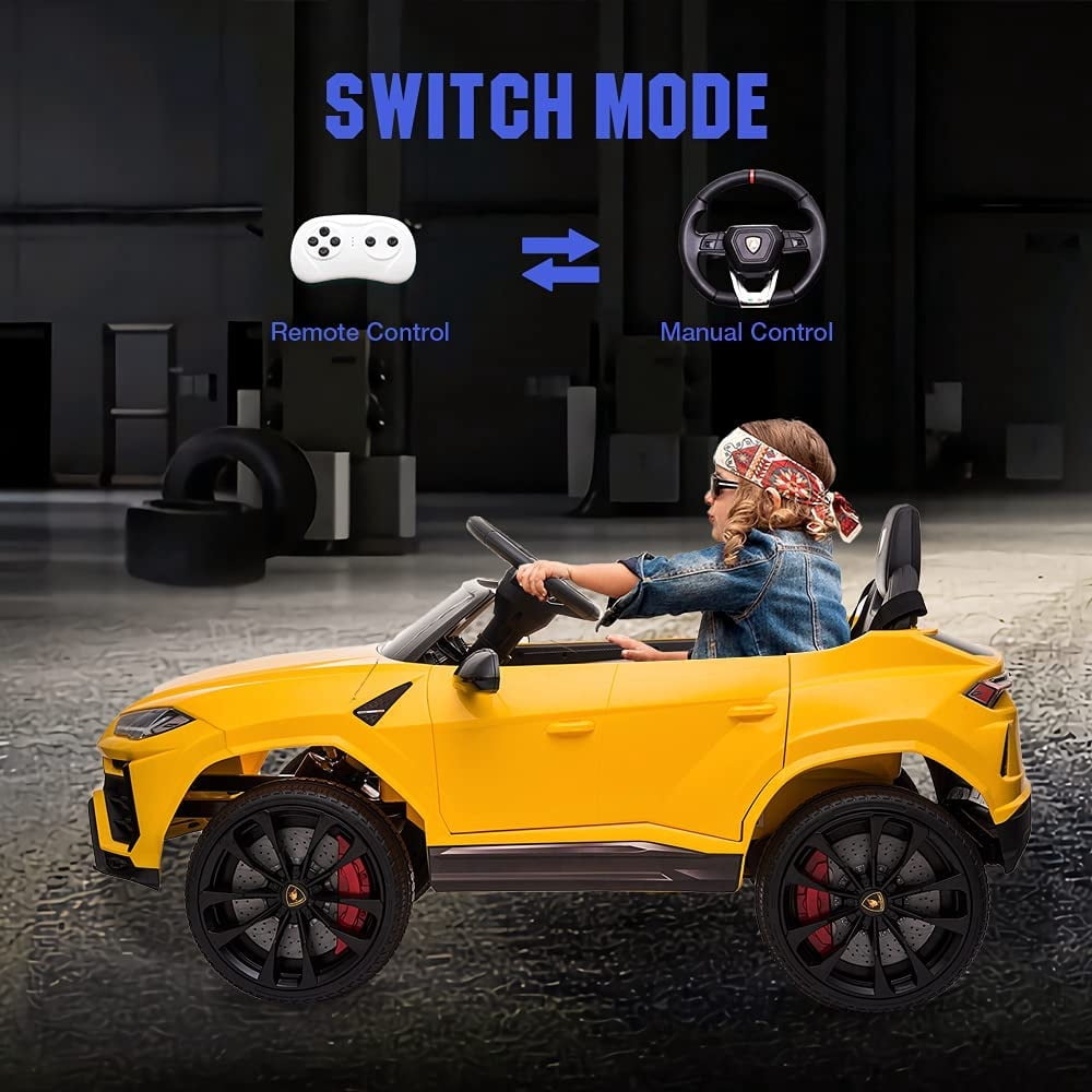 Lamborghini Urus 12V Electric Powered Ride on Car Toys for Girls Boys, Black Kids Electric Vehicles Ride on Toys with Remote Control, Foot Pedal, MP3 Player and LED Headlights, CL61