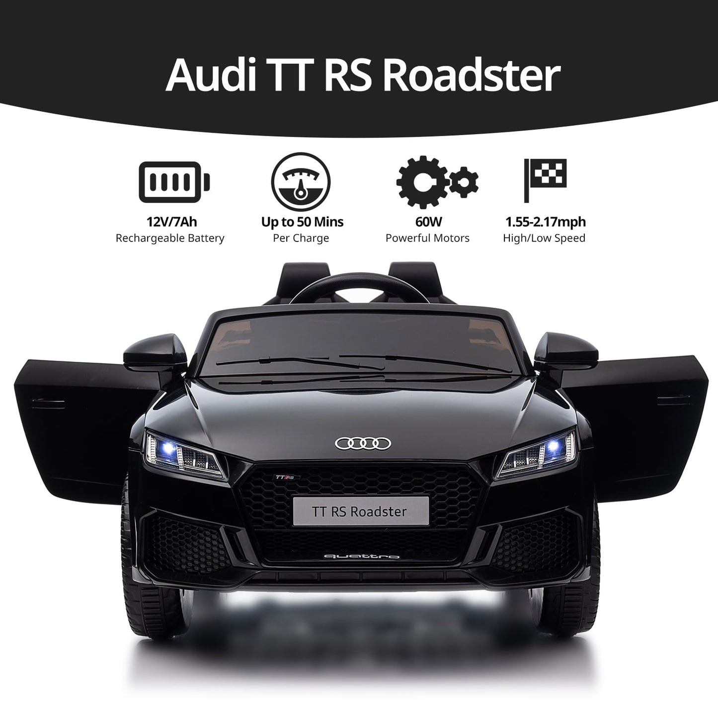 Hikiddo Electric Ride on Car for Kids, Licensed Audi 12V 7Ah Kids Ride-on Toy for Toddlers 2-5 Girl with Remote, Bluetooth - Pink