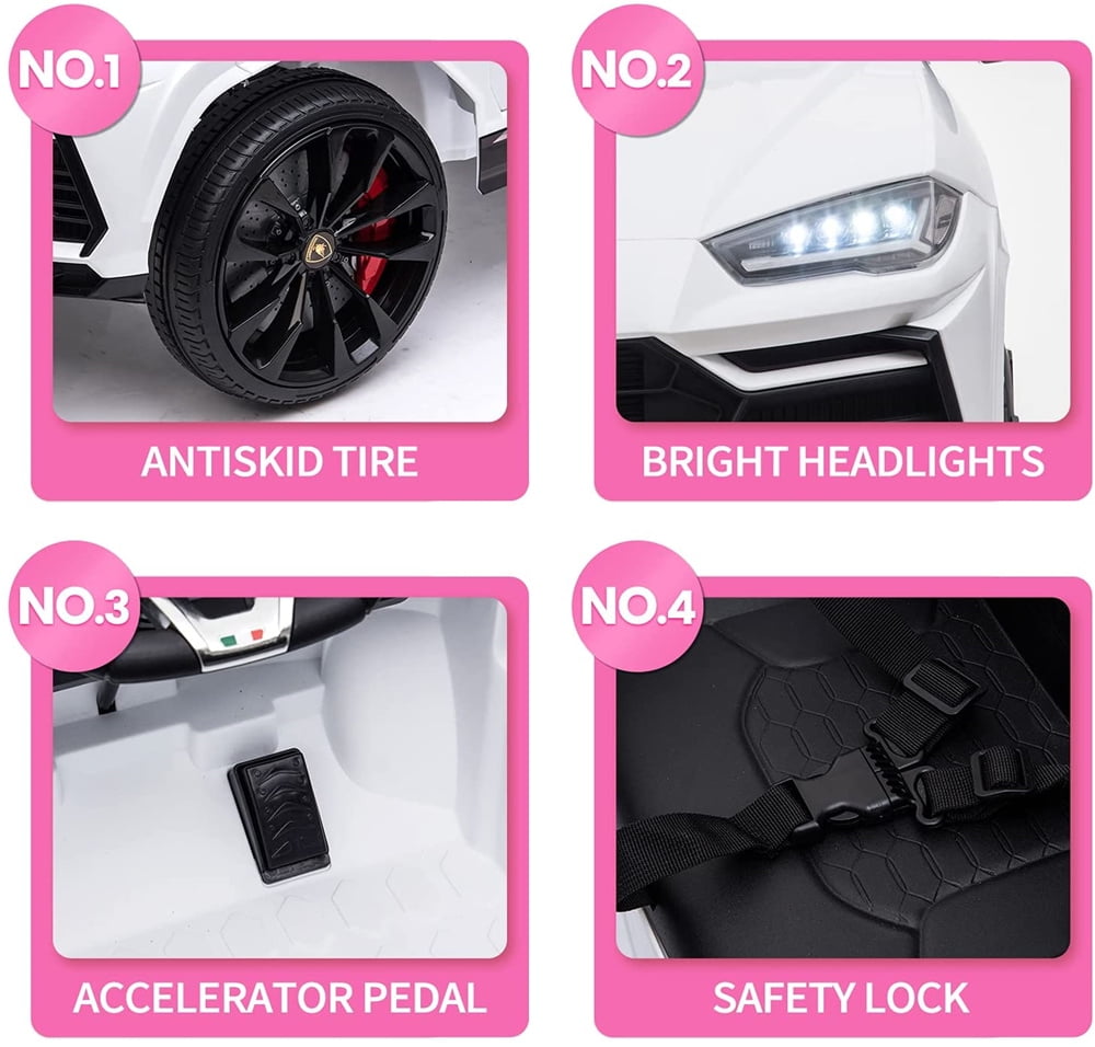 Lamborghini Urus 12V Electric Powered Ride on Car Toys for Girls Boys, Black Kids Electric Vehicles Ride on Toys with Remote Control, Foot Pedal, MP3 Player and LED Headlights, CL61