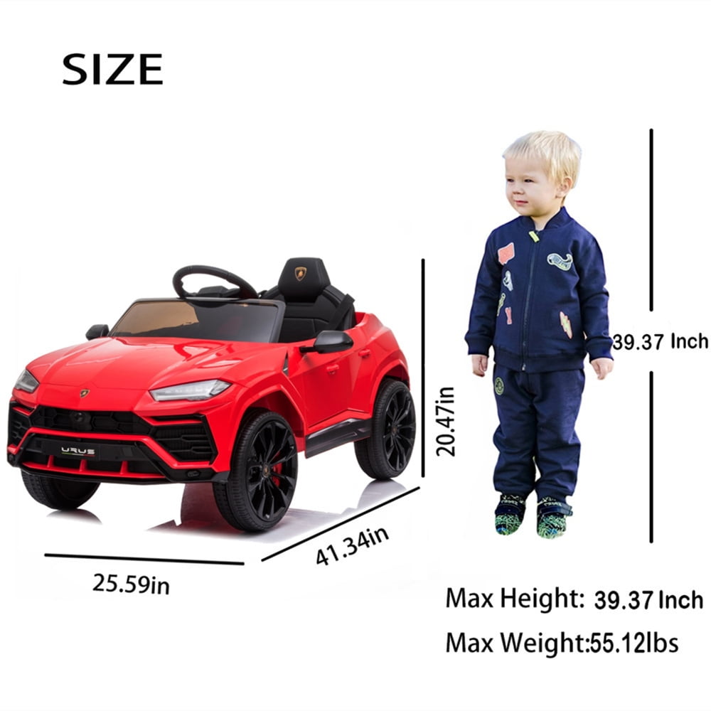 Lamborghini Urus 12V Electric Powered Ride on Car Toys for Girls Boys, Black Kids Electric Vehicles Ride on Toys with Remote Control, Foot Pedal, MP3 Player and LED Headlights, CL61