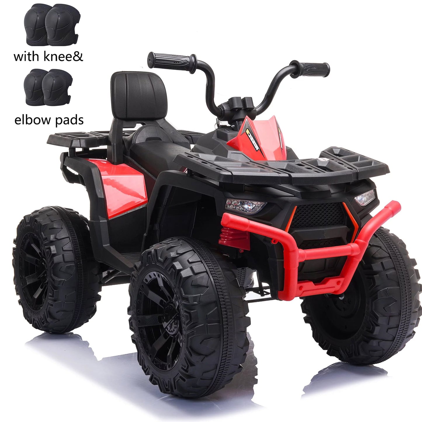 24V Kids Ride-on Electric ATV with 2 Seater,4-Wheeler Quad Car Toy w/ 2* 200W Motor 9AH Battery Powered,4.9Mph Max Speed,LED Lights Spring Suspension for Boys & Girls,Red