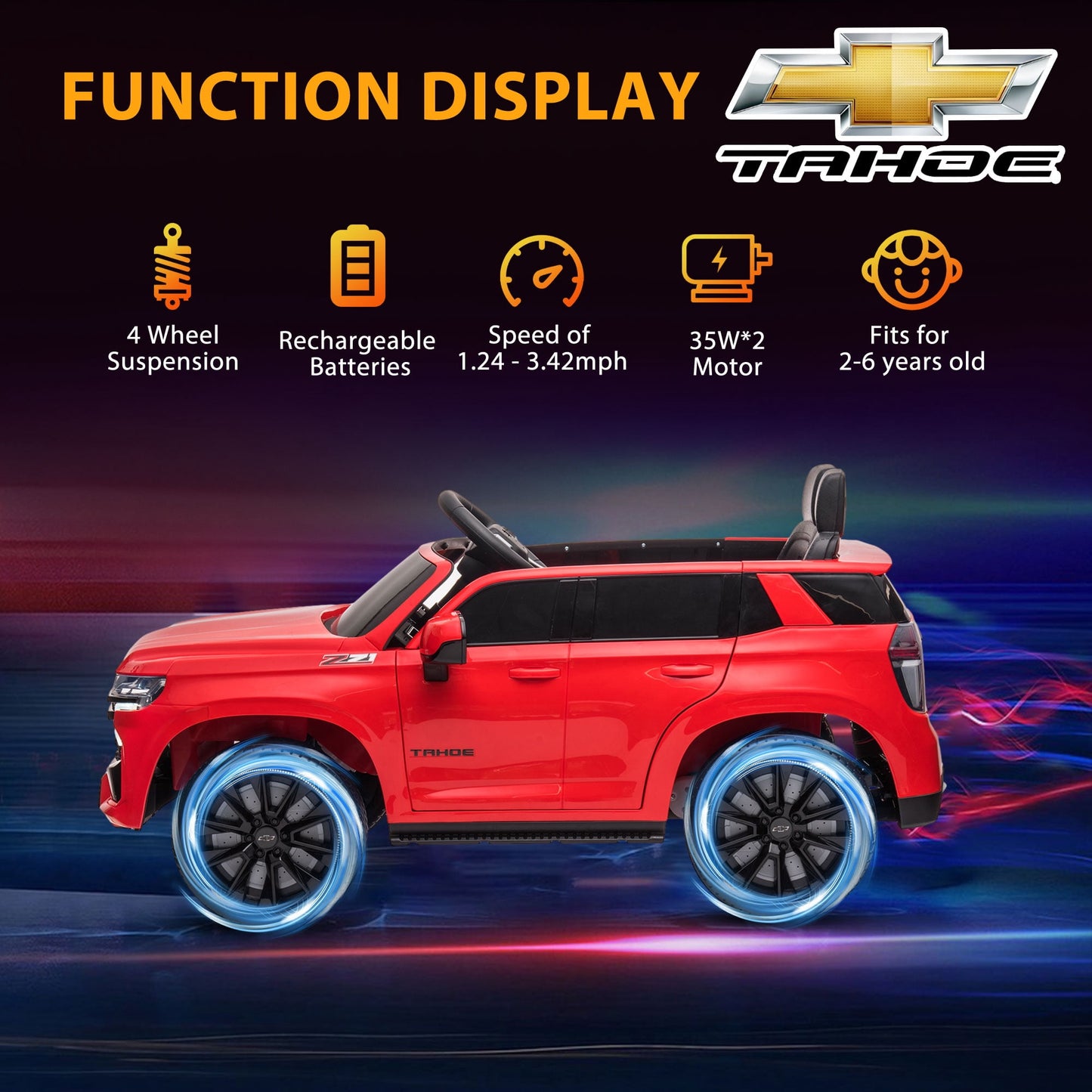 Kids Ride on Car, 12V Powered Ride on Toy with Remote Control, 4 Wheels Suspension, Safety Belt, MP3 Player, LED Lights, Electric Vehicles for 3-5 Years Boys Girls, Black