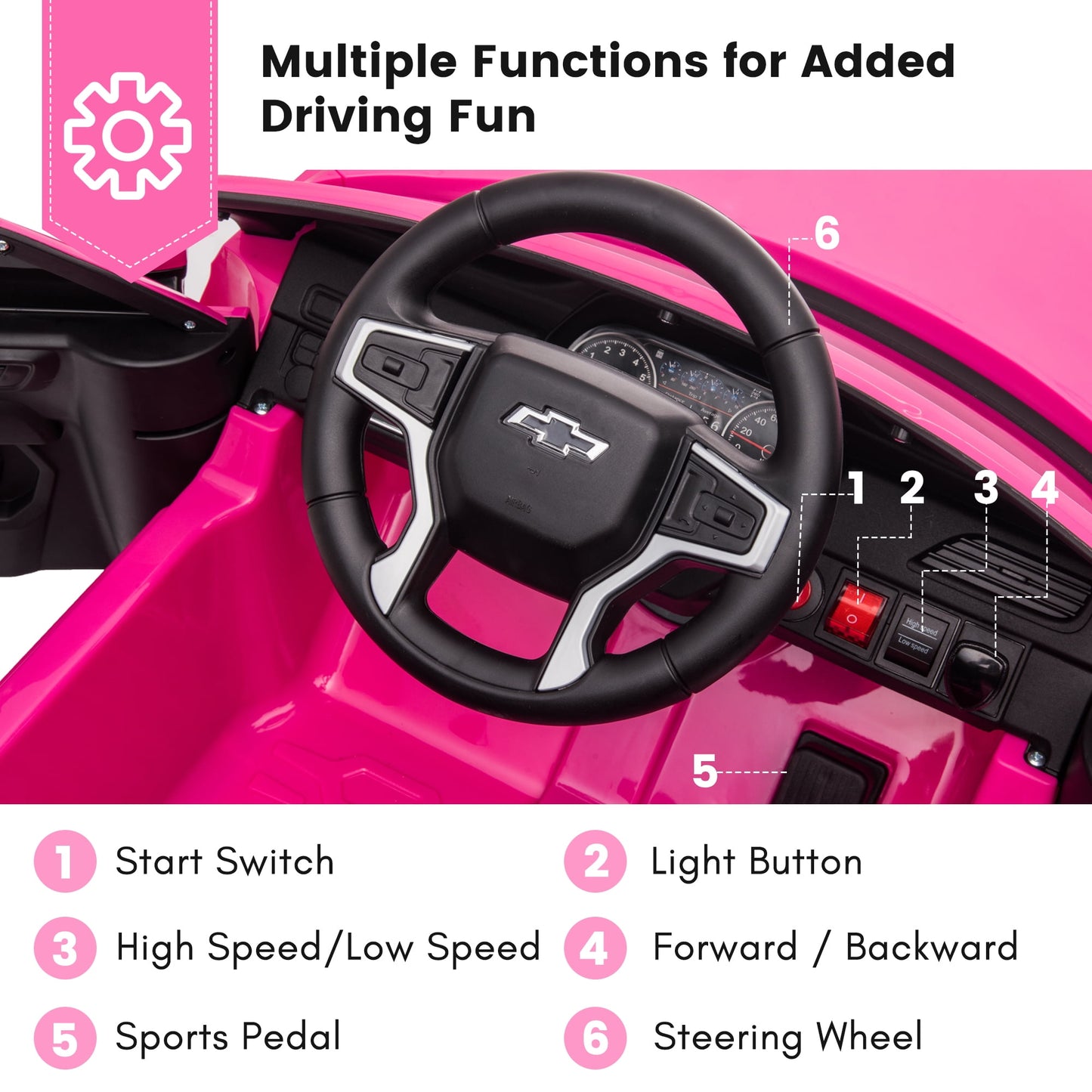 Kids Ride on Car, 12V Powered Ride on Toy with Remote Control, 4 Wheels Suspension, Safety Belt, MP3 Player, LED Lights, Electric Vehicles for 3-5 Years Boys Girls, Black