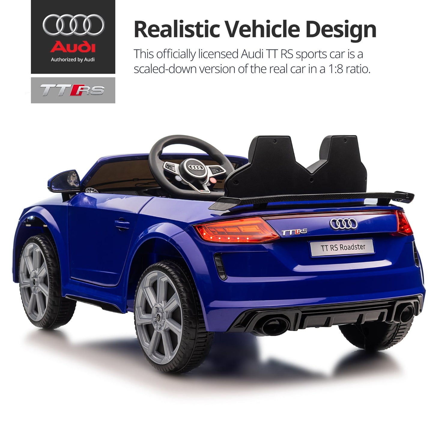 Hikiddo Electric Ride on Car for Kids, Licensed Audi 12V 7Ah Kids Ride-on Toy for Toddlers 2-5 Girl with Remote, Bluetooth - Pink