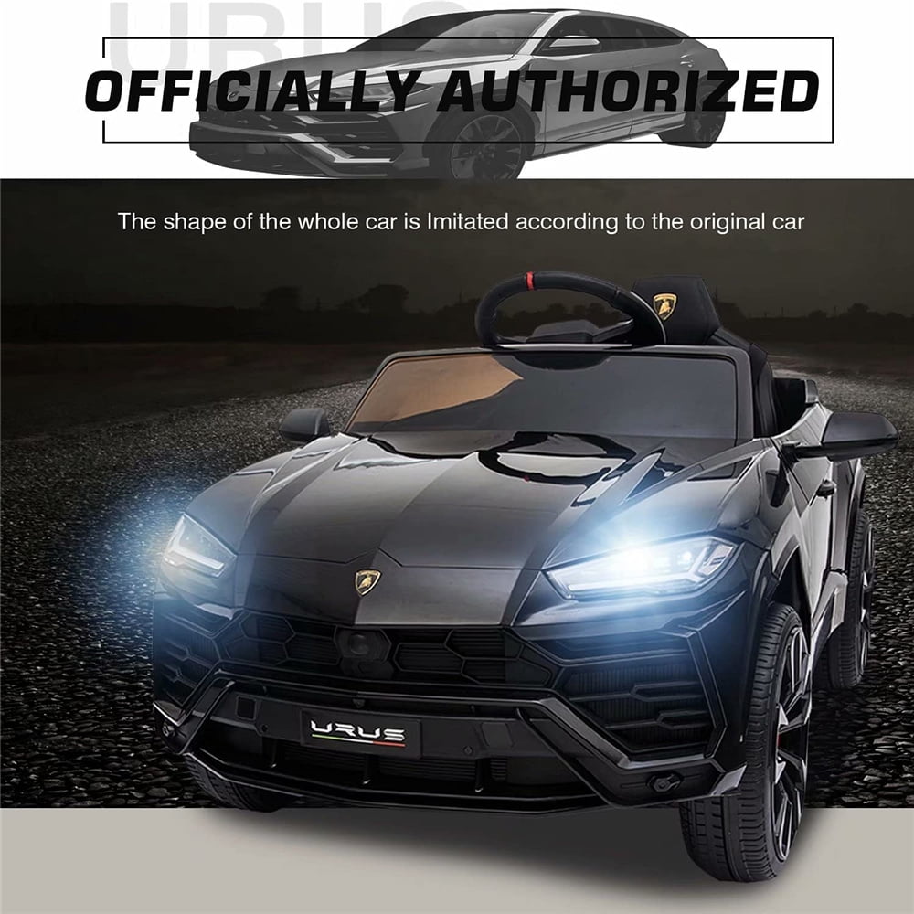 Lamborghini Urus 12V Electric Powered Ride on Car Toys for Girls Boys, Black Kids Electric Vehicles Ride on Toys with Remote Control, Foot Pedal, MP3 Player and LED Headlights, CL61