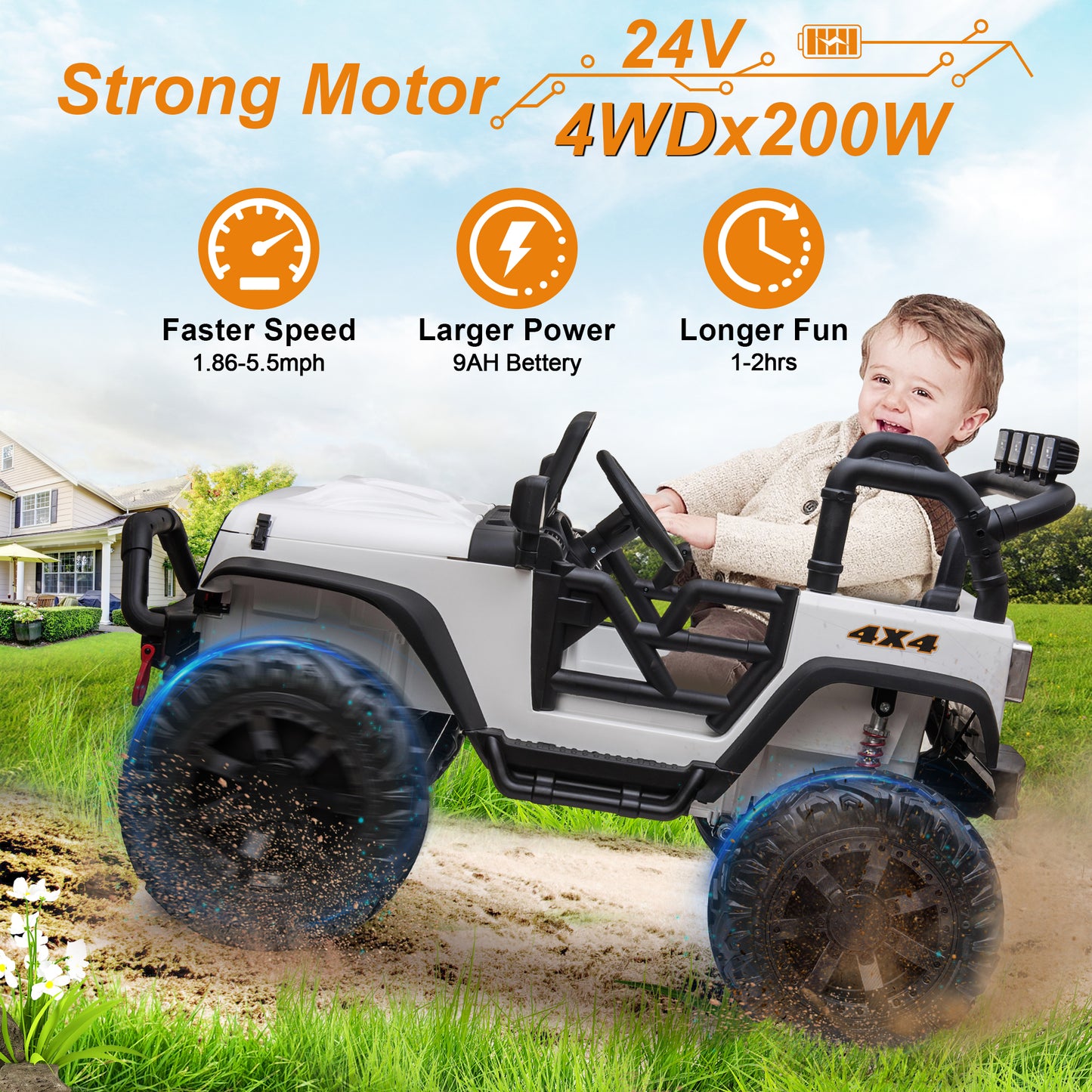 Joyracer 4x4 24V Kids Ride on Truck Car with Remote Control & 2 Seater,800W Motor, 9AH Battery Powered Ride on Toys w/ Spring Suspension,  3 Speeds,LED Lights, MP3/Bluetooth Music for Girl Boy, Pink