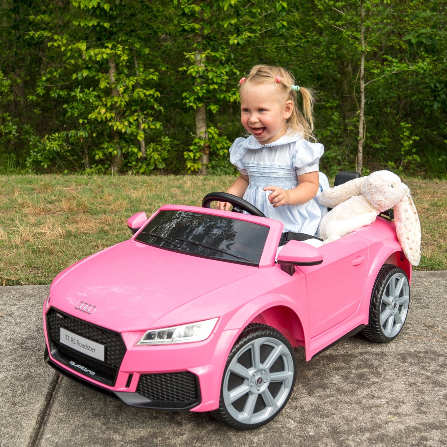 Hikiddo Electric Ride on Car for Kids, Licensed Audi 12V 7Ah Kids Ride-on Toy for Toddlers 2-5 Girl with Remote, Bluetooth - Pink