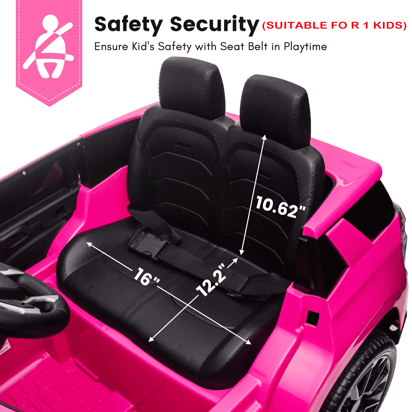 Kids Ride on Car, 12V Powered Ride on Toy with Remote Control, 4 Wheels Suspension, Safety Belt, MP3 Player, LED Lights, Electric Vehicles for 3-5 Years Boys Girls, Black