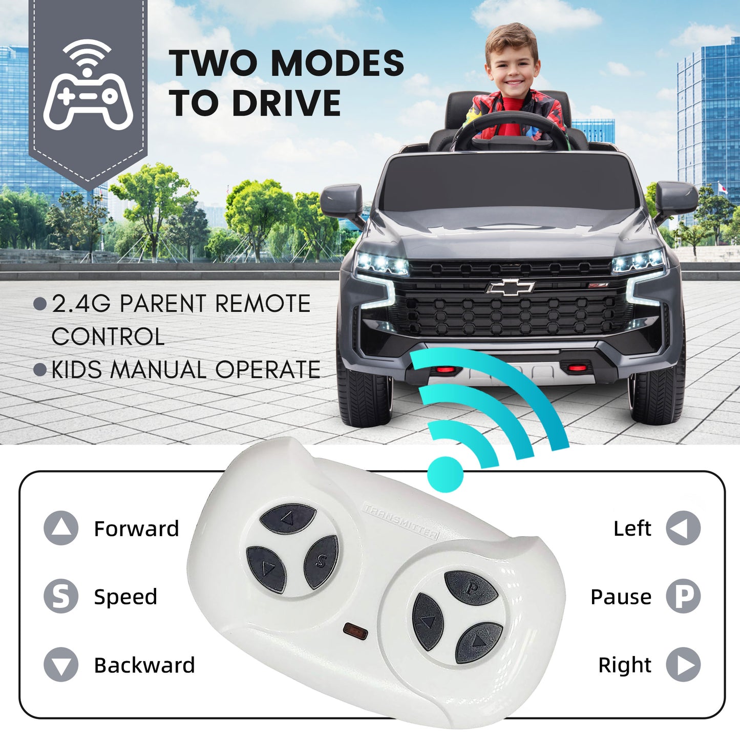 Kids Ride on Car, 12V Powered Ride on Toy with Remote Control, 4 Wheels Suspension, Safety Belt, MP3 Player, LED Lights, Electric Vehicles for 3-5 Years Boys Girls, Black