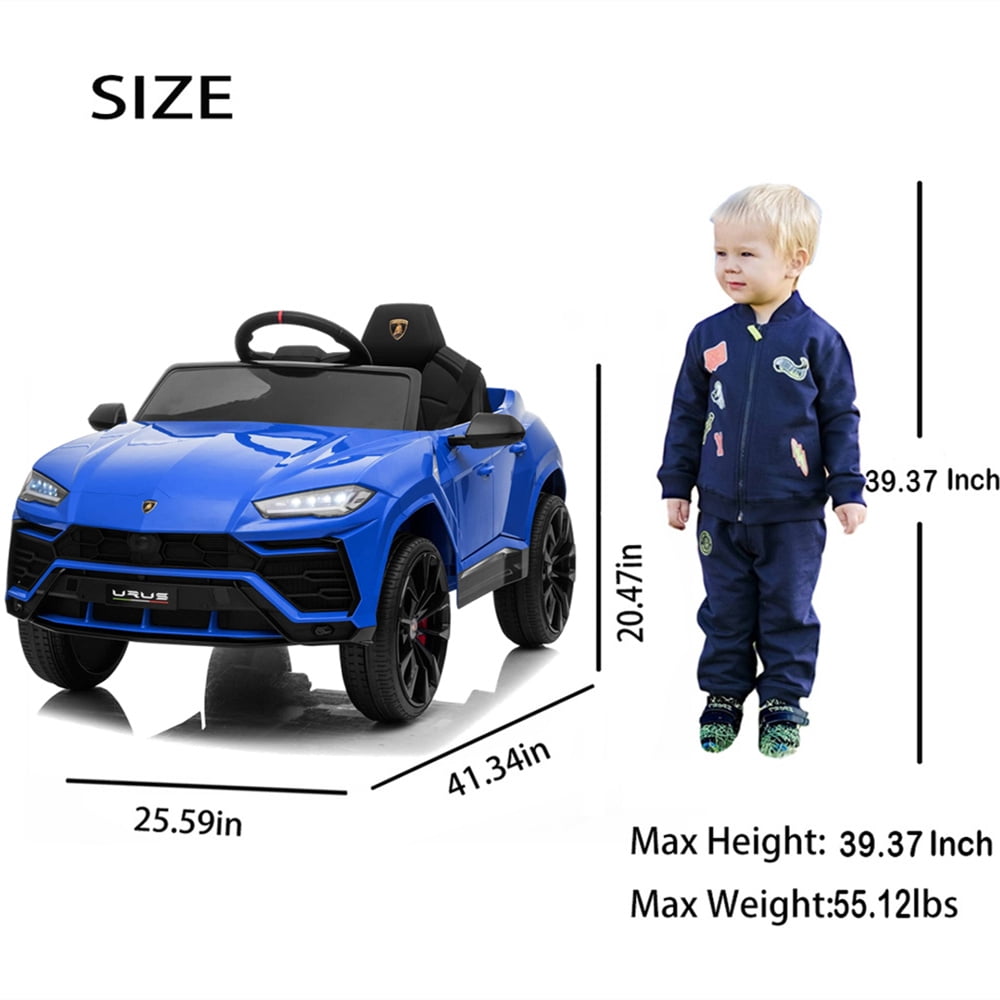 Lamborghini Urus 12V Electric Powered Ride on Car Toys for Girls Boys, Black Kids Electric Vehicles Ride on Toys with Remote Control, Foot Pedal, MP3 Player and LED Headlights, CL61