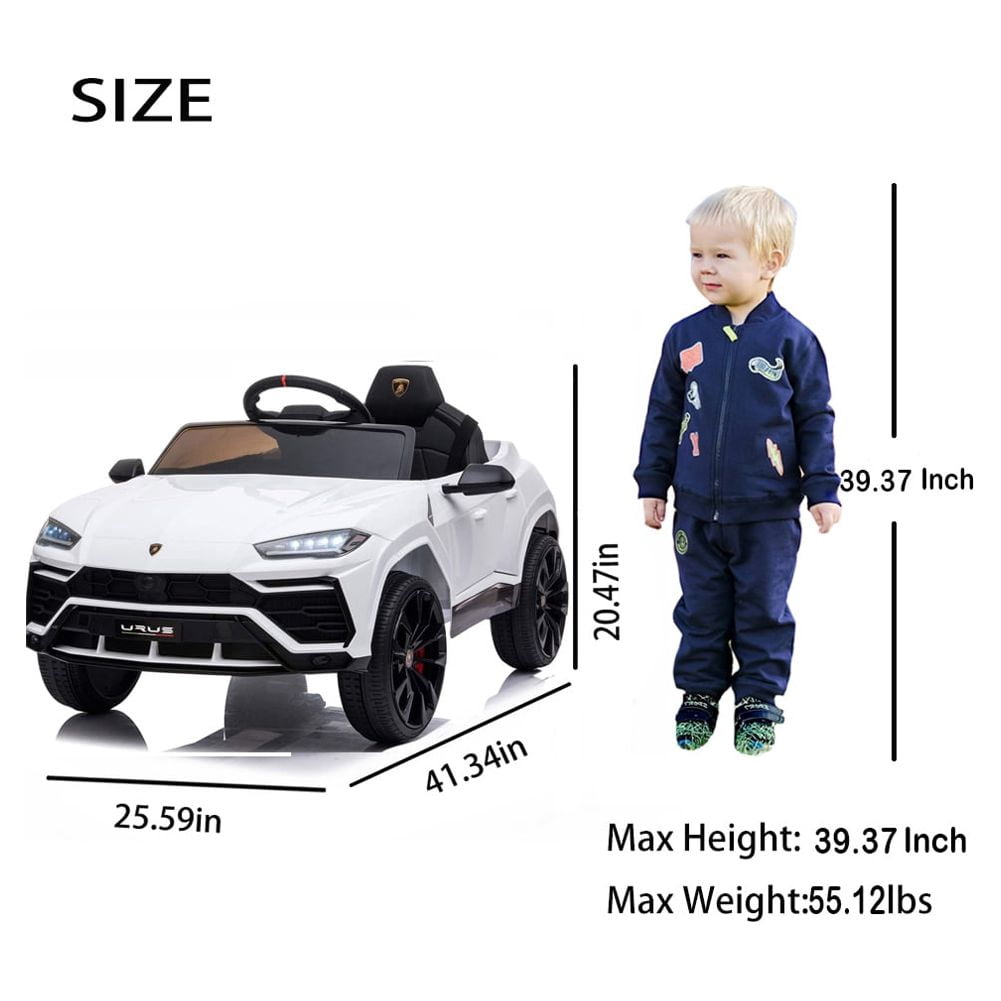 Lamborghini Urus 12V Electric Powered Ride on Car Toys for Girls Boys, Black Kids Electric Vehicles Ride on Toys with Remote Control, Foot Pedal, MP3 Player and LED Headlights, CL61