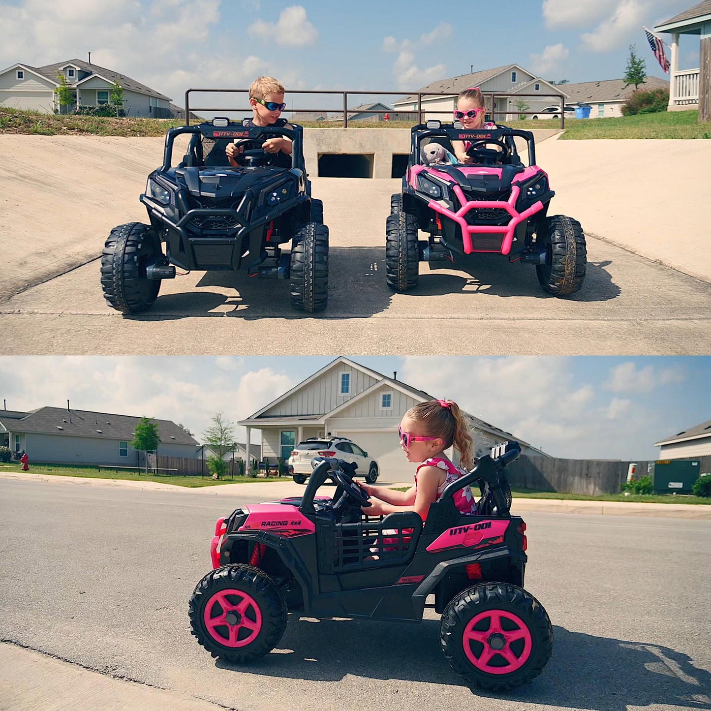 Joyracer 4WD 24V Ride on Toys Car w/ 2 XL Seater Remote Control, Electric Off-Road UTV w/ 4*200W Motor, Powered 4-Wheeler Toy, LED Lights, Spring Suspension, 3 Speeds, Bluetooth Music, Black