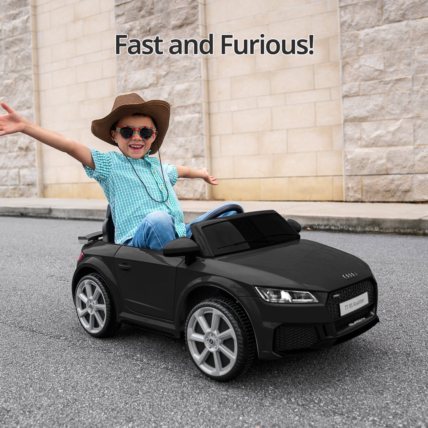 Hikiddo Electric Ride on Car for Kids, Licensed Audi 12V 7Ah Kids Ride-on Toy for Toddlers 2-5 Girl with Remote, Bluetooth - Pink