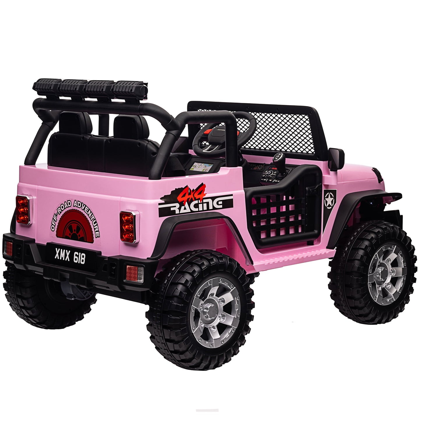 Joyracer 24V Kids Ride on Truck Car with Remote Control & 2 Seater, 2*200W Motor, 9 AH Battery Powered Toy Car w/ Spring Suspension, 4 Large Wheels, 3 Speeds, LED Lights, Bluetooth Music, Black