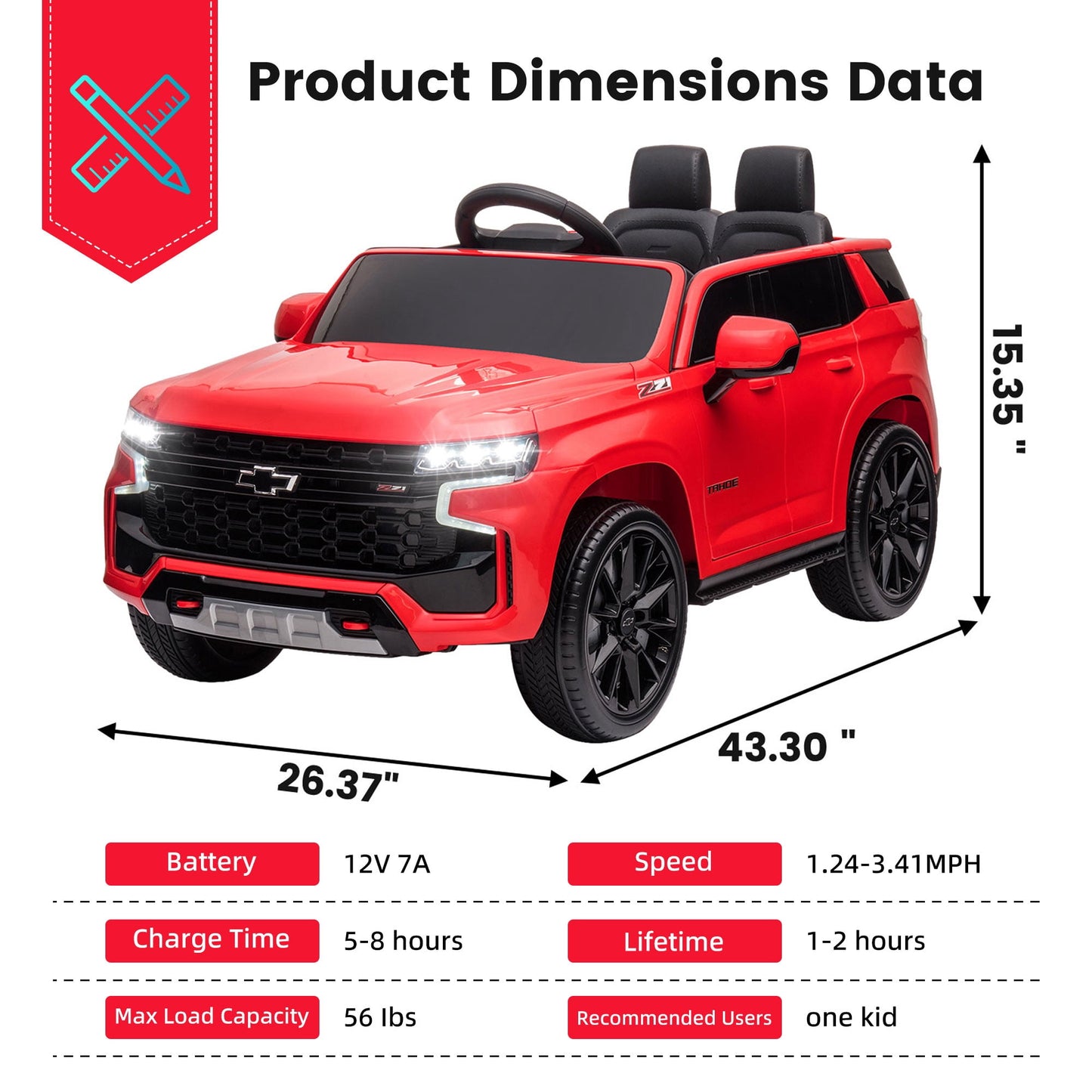 Kids Ride on Car, 12V Powered Ride on Toy with Remote Control, 4 Wheels Suspension, Safety Belt, MP3 Player, LED Lights, Electric Vehicles for 3-5 Years Boys Girls, Black