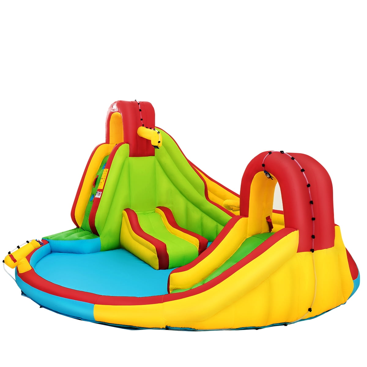 Costway Kids Inflatable Water Slide Bounce Park Splash Pool with Water Cannon & 480W Blower