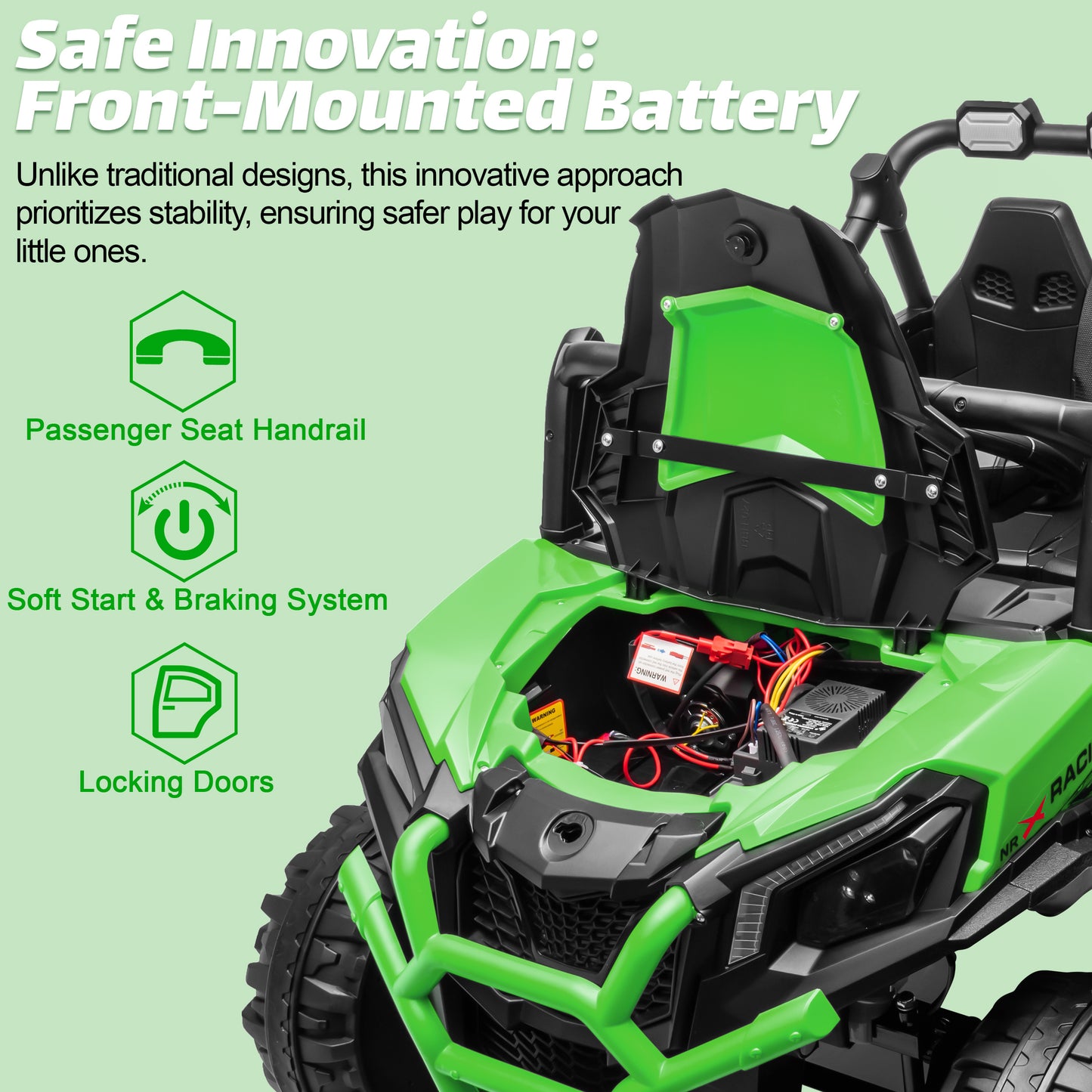 Joyracer 4WD 24V Ride on Toys Car w/ 2 XL Seater Remote Control, Electric Off-Road UTV w/ 4*200W Motor, Powered 4-Wheeler Toy, LED Lights, Spring Suspension, 3 Speeds, Bluetooth Music, Black