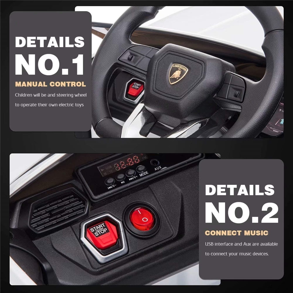 Lamborghini Urus 12V Electric Powered Ride on Car Toys for Girls Boys, Black Kids Electric Vehicles Ride on Toys with Remote Control, Foot Pedal, MP3 Player and LED Headlights, CL61
