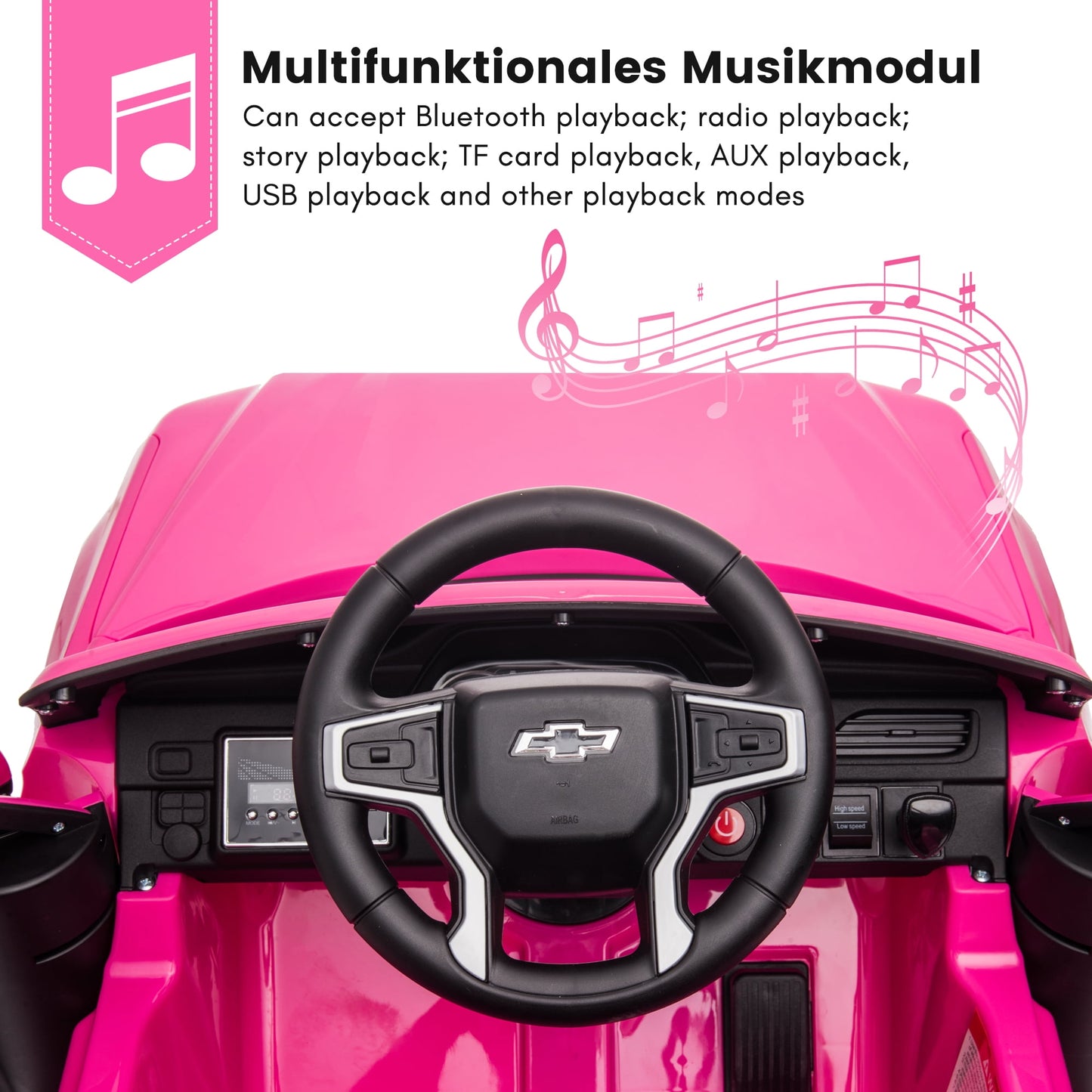 Kids Ride on Car, 12V Powered Ride on Toy with Remote Control, 4 Wheels Suspension, Safety Belt, MP3 Player, LED Lights, Electric Vehicles for 3-5 Years Boys Girls, Black