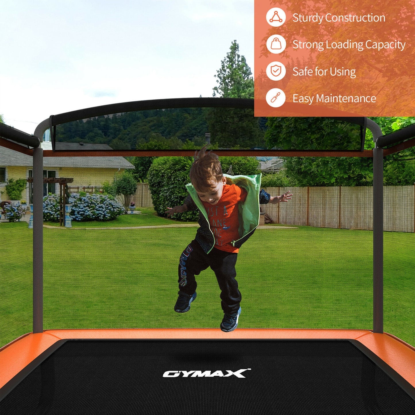 Gymax 6FT Recreational Kids Trampoline W/Swing Safety Enclosure Indoor/Outdoor Orange