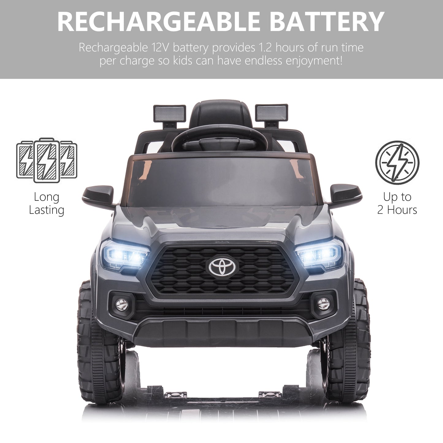 Licensed Toyota Tacoma Electric Ride on Vehicle for Kids, 12V Powered Ride on Car Toys with Remote Control, LED Lights, MP3 Player, Green