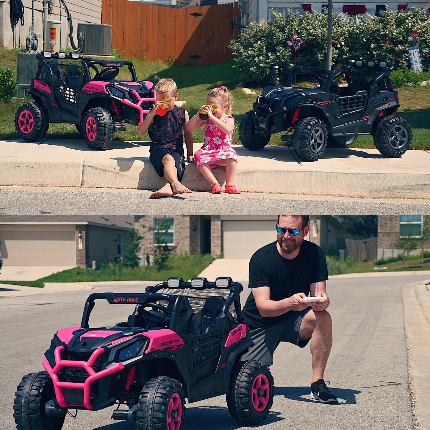 Joyracer 4WD 24V Ride on Toys Car w/ 2 XL Seater Remote Control, Electric Off-Road UTV w/ 4*200W Motor, Powered 4-Wheeler Toy, LED Lights, Spring Suspension, 3 Speeds, Bluetooth Music, Black