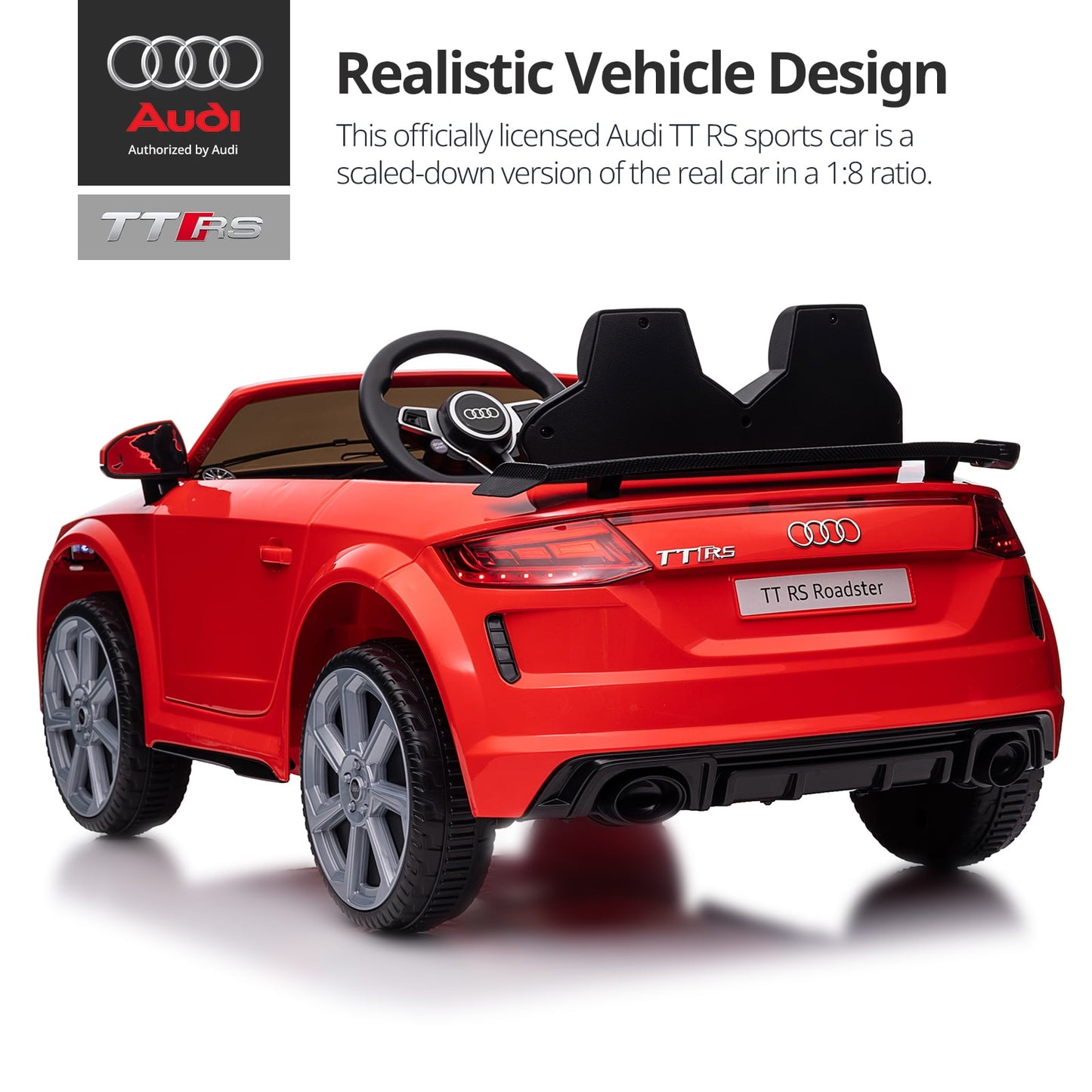 Hikiddo Electric Ride on Car for Kids, Licensed Audi 12V 7Ah Kids Ride-on Toy for Toddlers 2-5 Girl with Remote, Bluetooth - Pink