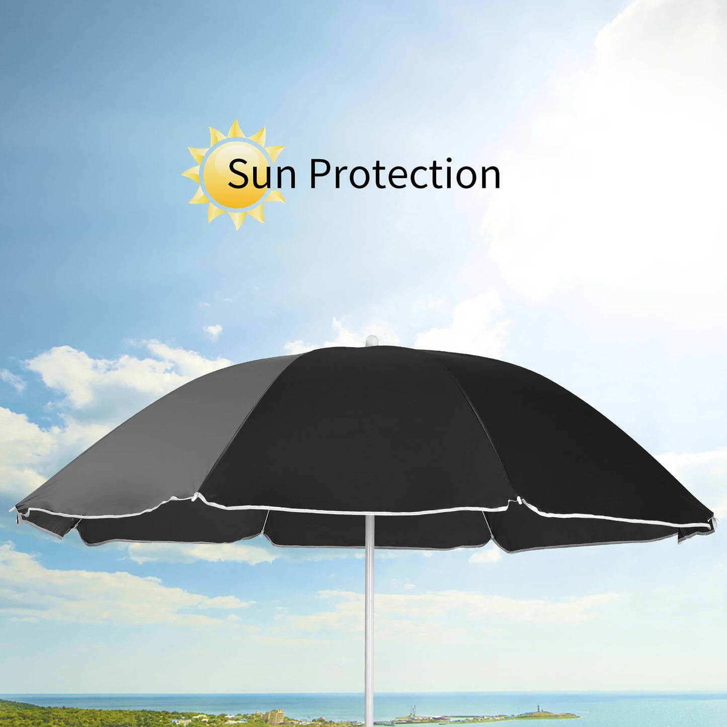 Costway Portable Folding Picnic Double Chair W/Umbrella Table Cooler Beach Camping Chair