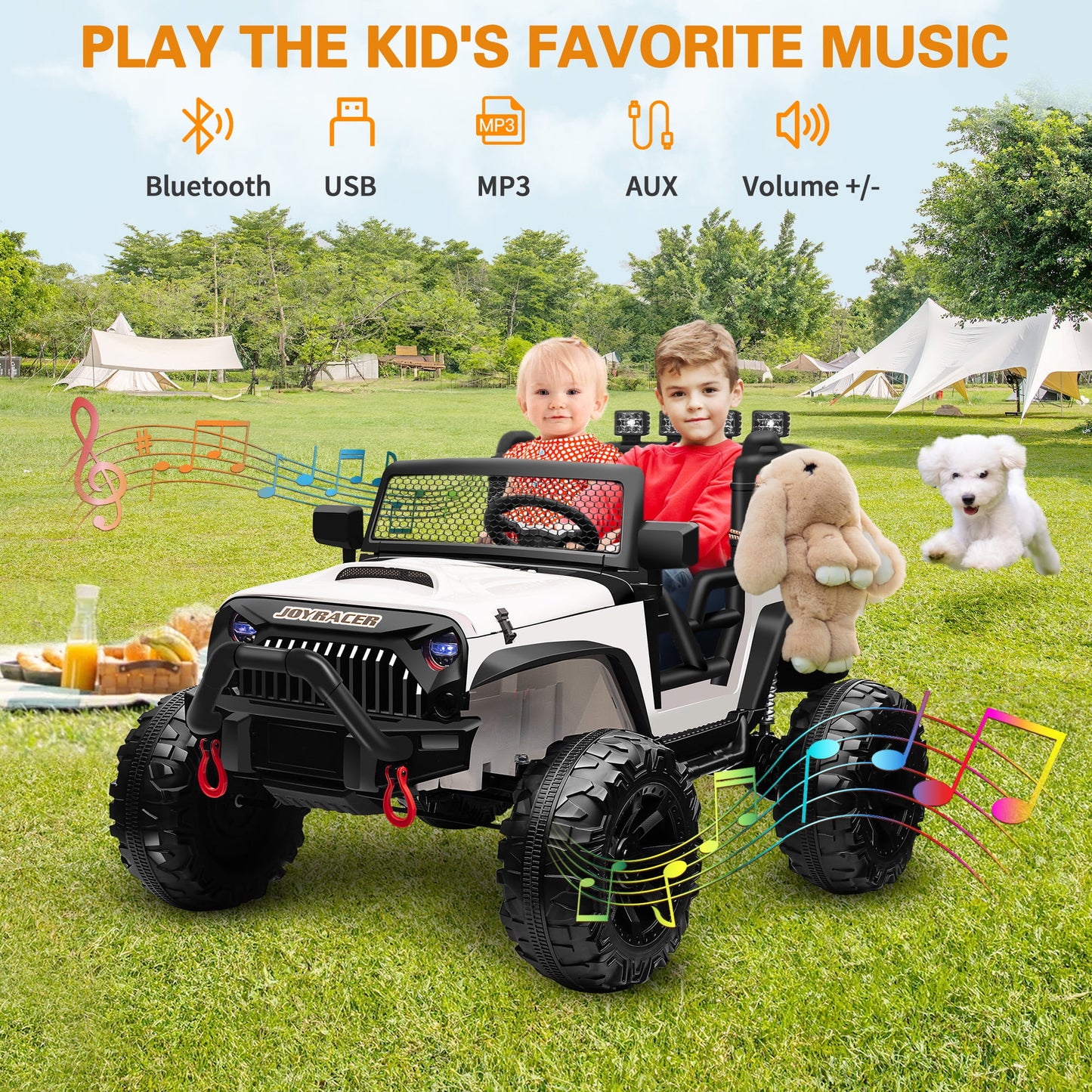 Joyracer 4x4 24V Kids Ride on Truck Car with Remote Control & 2 Seater,800W Motor, 9AH Battery Powered Ride on Toys w/ Spring Suspension,  3 Speeds,LED Lights, MP3/Bluetooth Music for Girl Boy, Pink