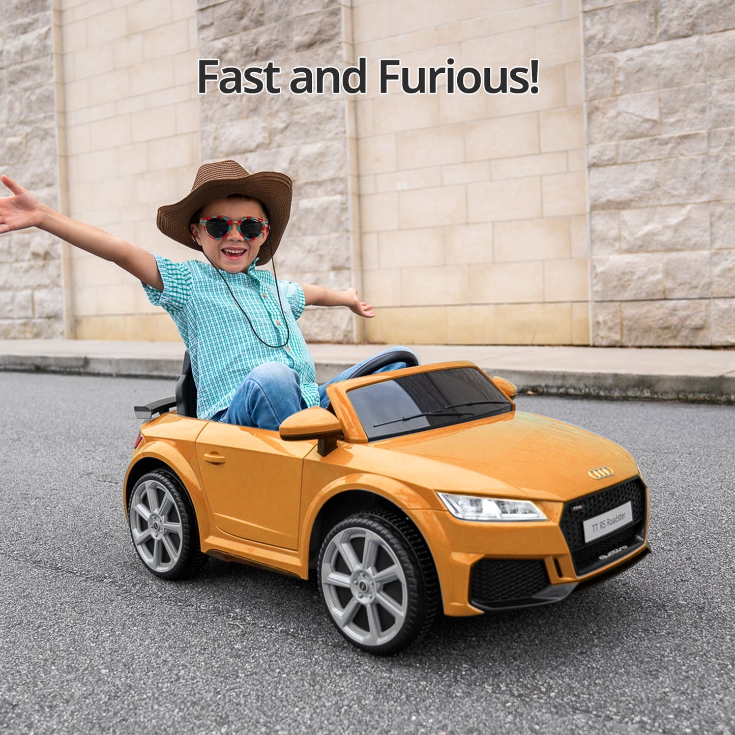 Hikiddo Electric Ride on Car for Kids, Licensed Audi 12V 7Ah Kids Ride-on Toy for Toddlers 2-5 Girl with Remote, Bluetooth - Pink
