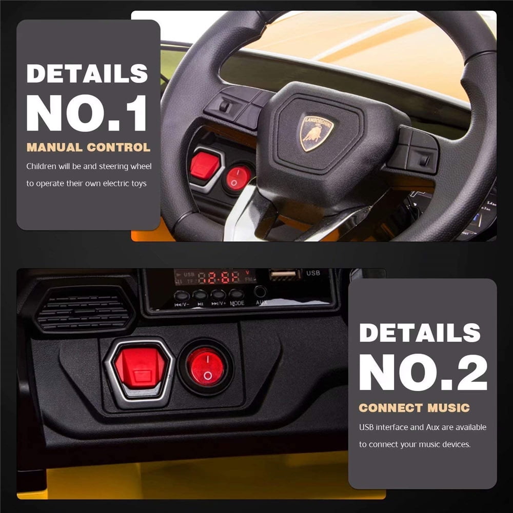 Lamborghini Urus 12V Electric Powered Ride on Car Toys for Girls Boys, Black Kids Electric Vehicles Ride on Toys with Remote Control, Foot Pedal, MP3 Player and LED Headlights, CL61