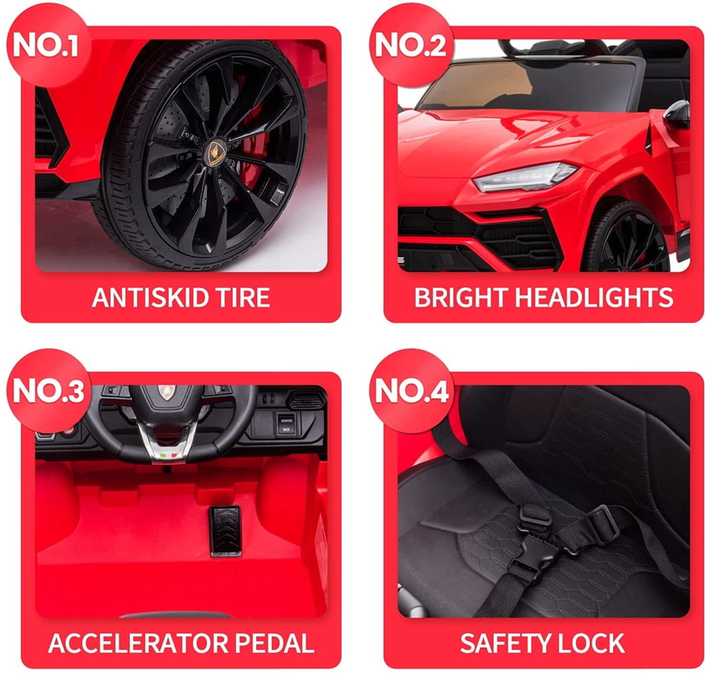 Lamborghini Urus 12V Electric Powered Ride on Car Toys for Girls Boys, Black Kids Electric Vehicles Ride on Toys with Remote Control, Foot Pedal, MP3 Player and LED Headlights, CL61