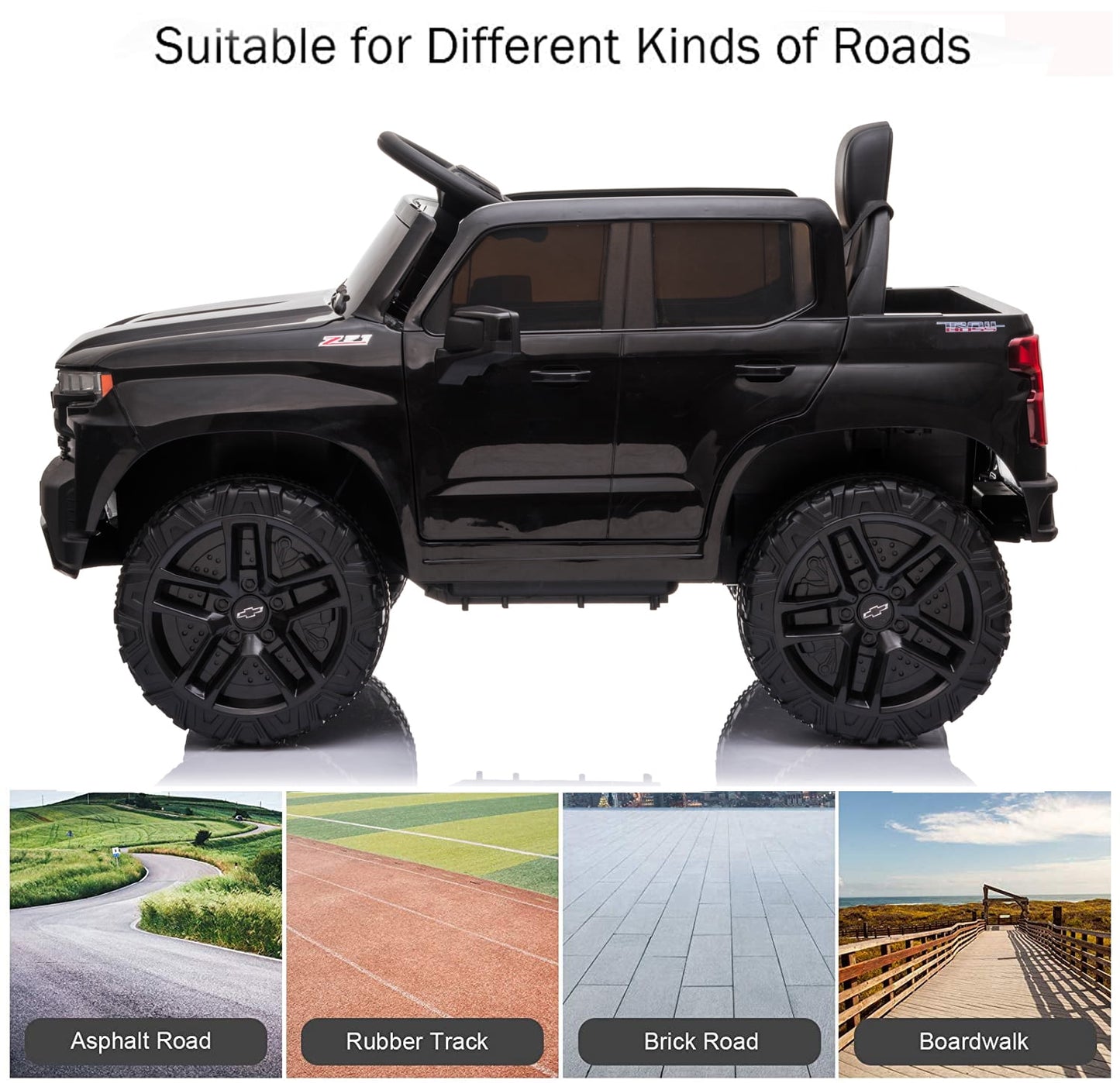 Chevrolet Silverado 12V Powered Ride on Cars for Kids, Remote Control, LED Light, MP3 Player, Electric Ride on Toys Truck for Boys Girls Gifts, White