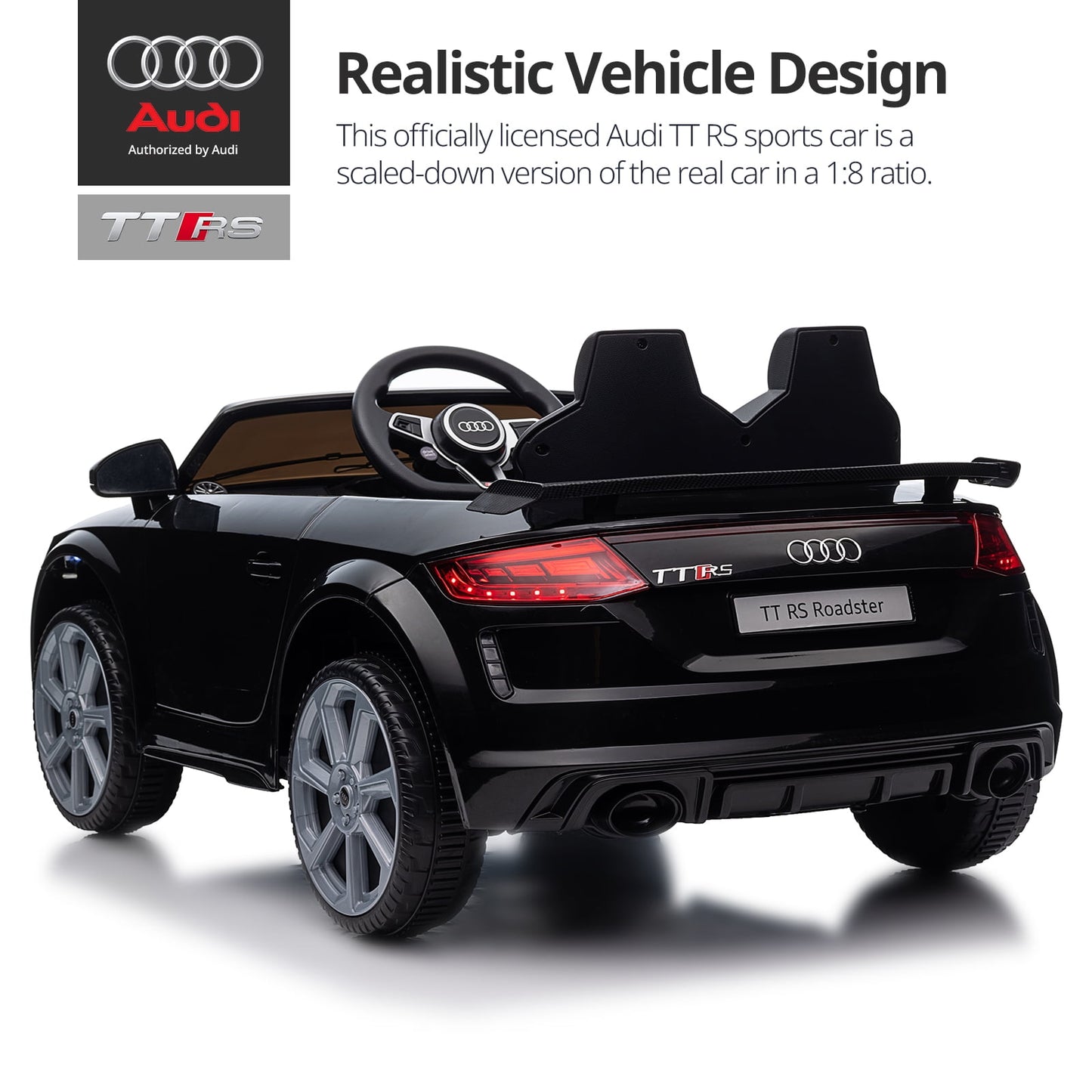 Hikiddo Electric Ride on Car for Kids, Licensed Audi 12V 7Ah Kids Ride-on Toy for Toddlers 2-5 Girl with Remote, Bluetooth - Pink