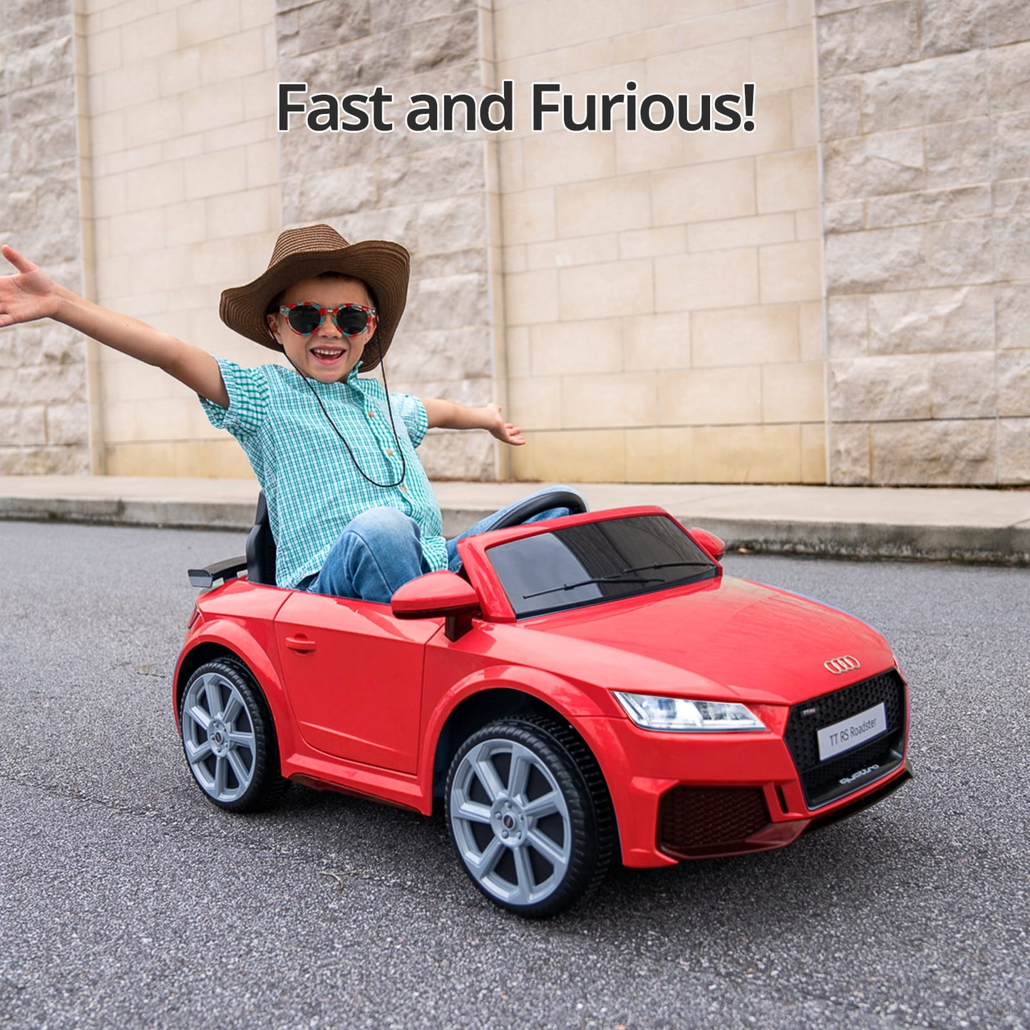 Hikiddo Electric Ride on Car for Kids, Licensed Audi 12V 7Ah Kids Ride-on Toy for Toddlers 2-5 Girl with Remote, Bluetooth - Pink