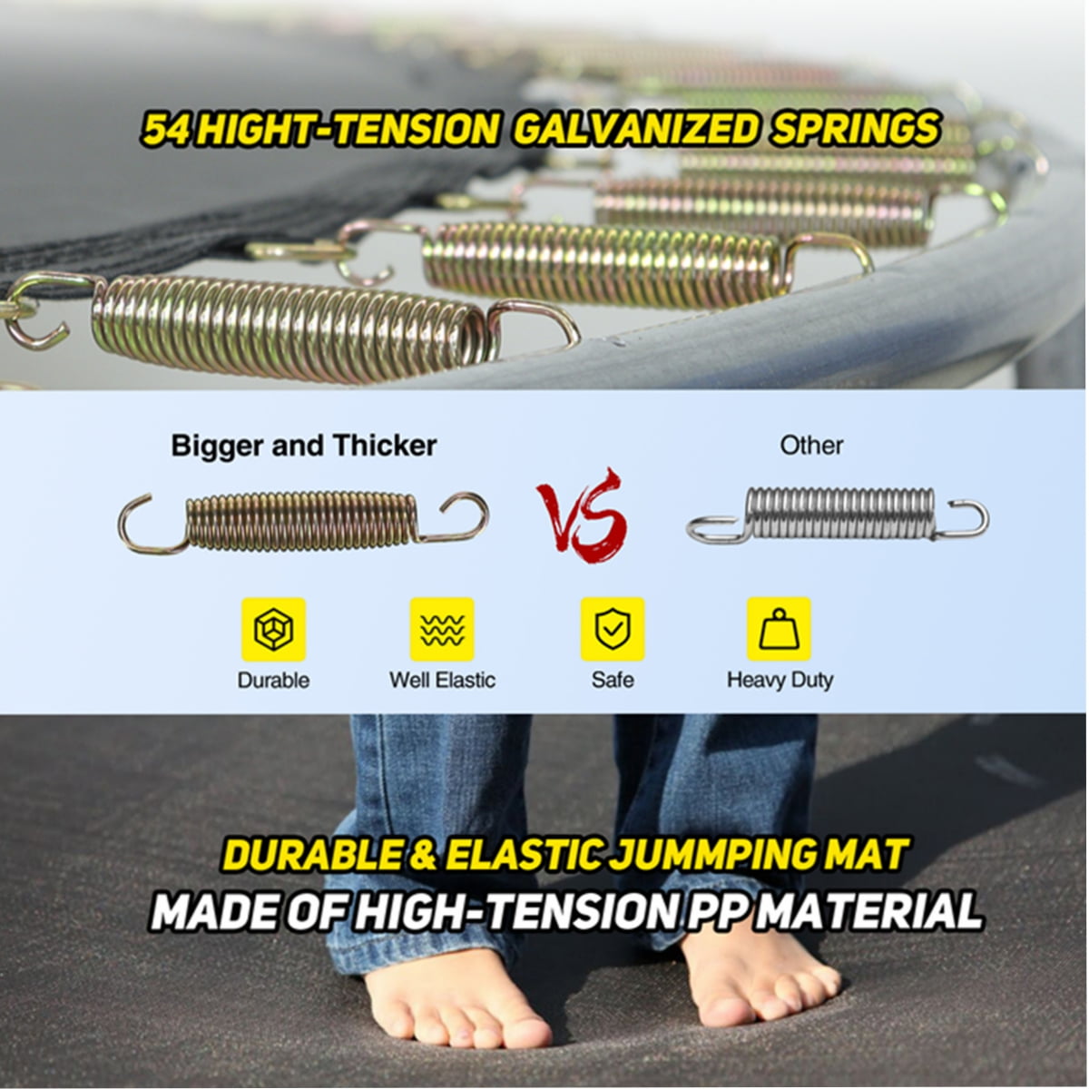 Doufit 10FT Trampoline Jump Recreational Backyard Trampolines Weight Capacity 330LBS with Safe Enclosure Net for 3-4 Kids Adults Indoor Outdoor