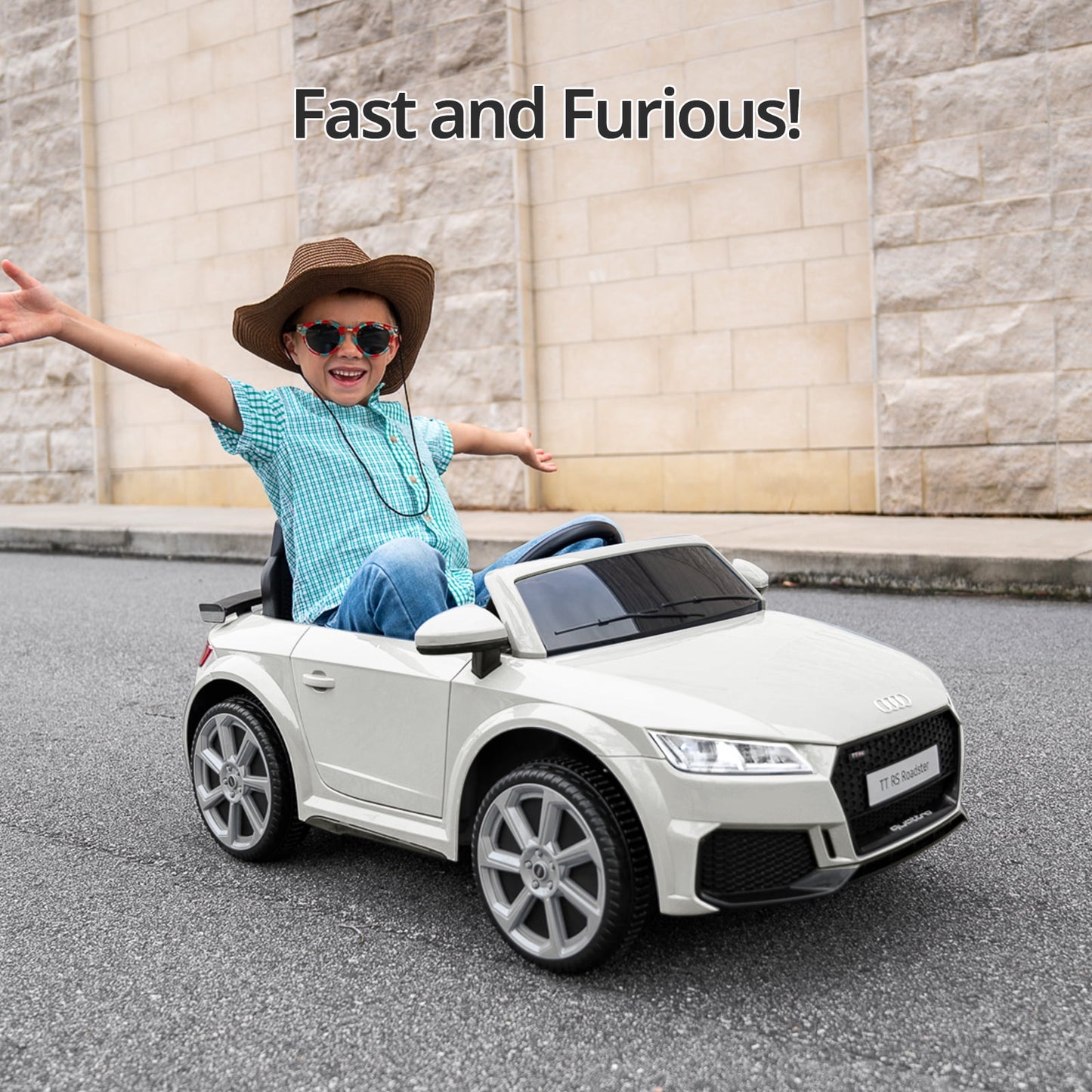 Hikiddo Electric Ride on Car for Kids, Licensed Audi 12V 7Ah Kids Ride-on Toy for Toddlers 2-5 Girl with Remote, Bluetooth - Pink
